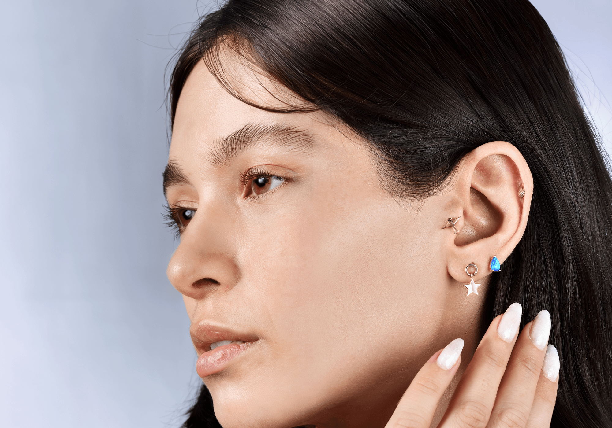 14K gold ear piercings solid gold hypoallergenic studs and hoops