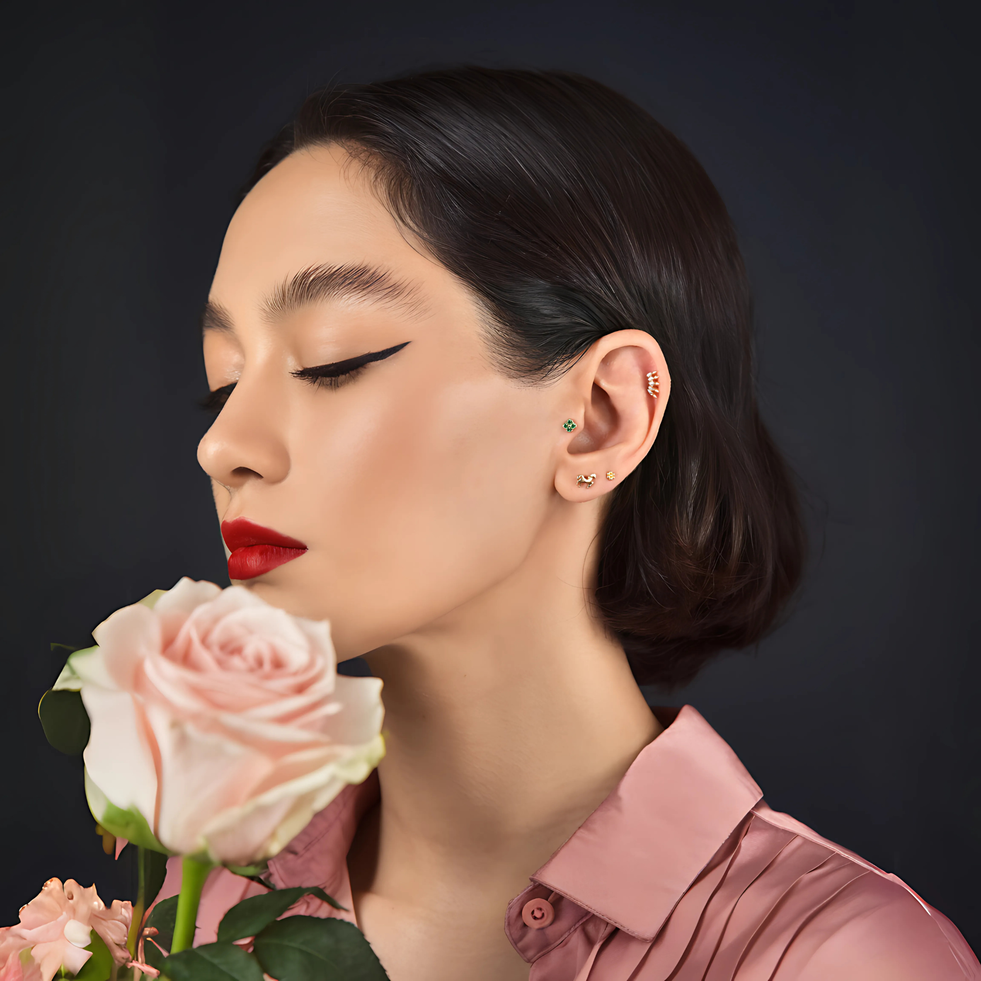 Elegant and hypoallergenic 14K gold piercing jewelry – perfect for sensitive skin and everyday wear.