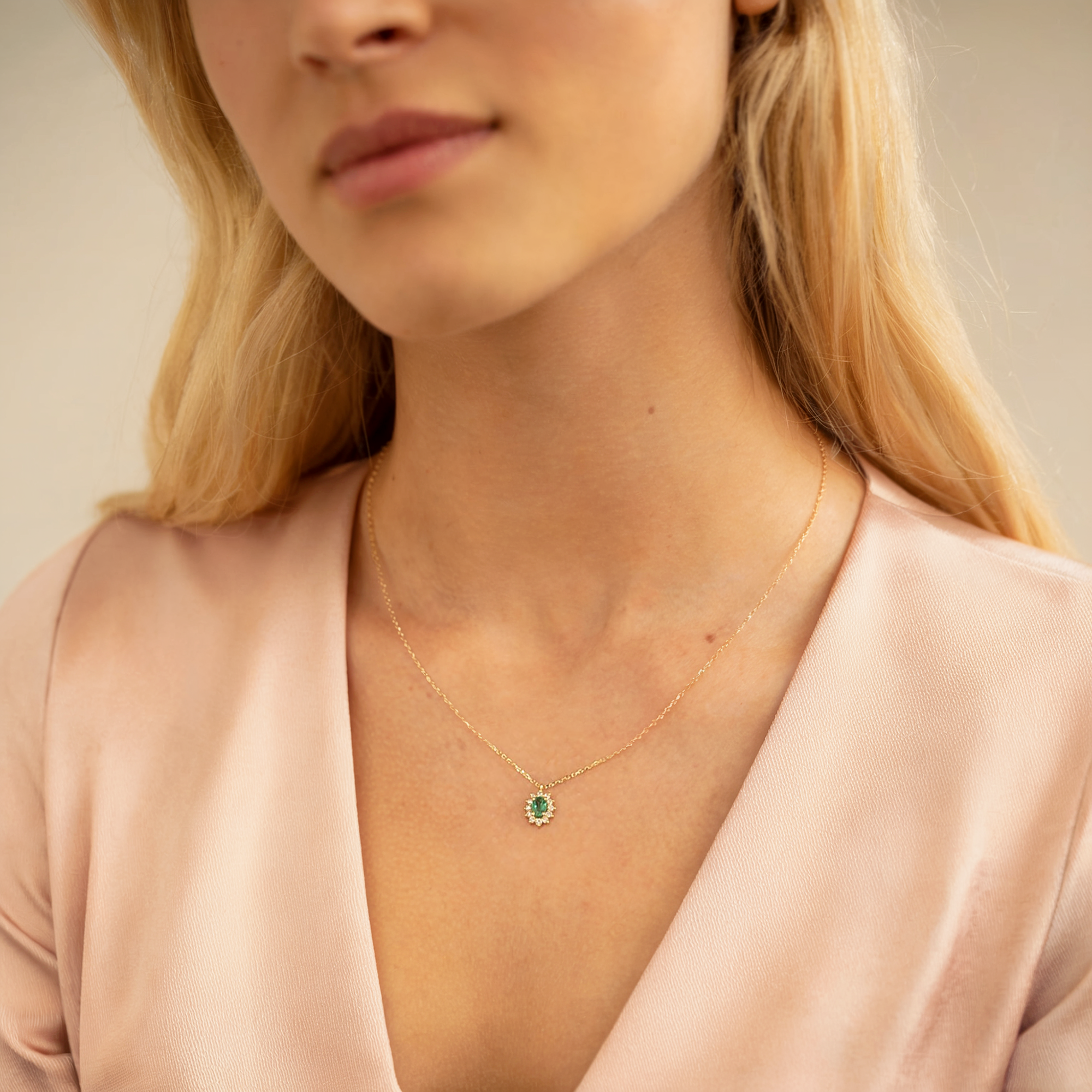 Green Roselyn Necklace 14K Gold