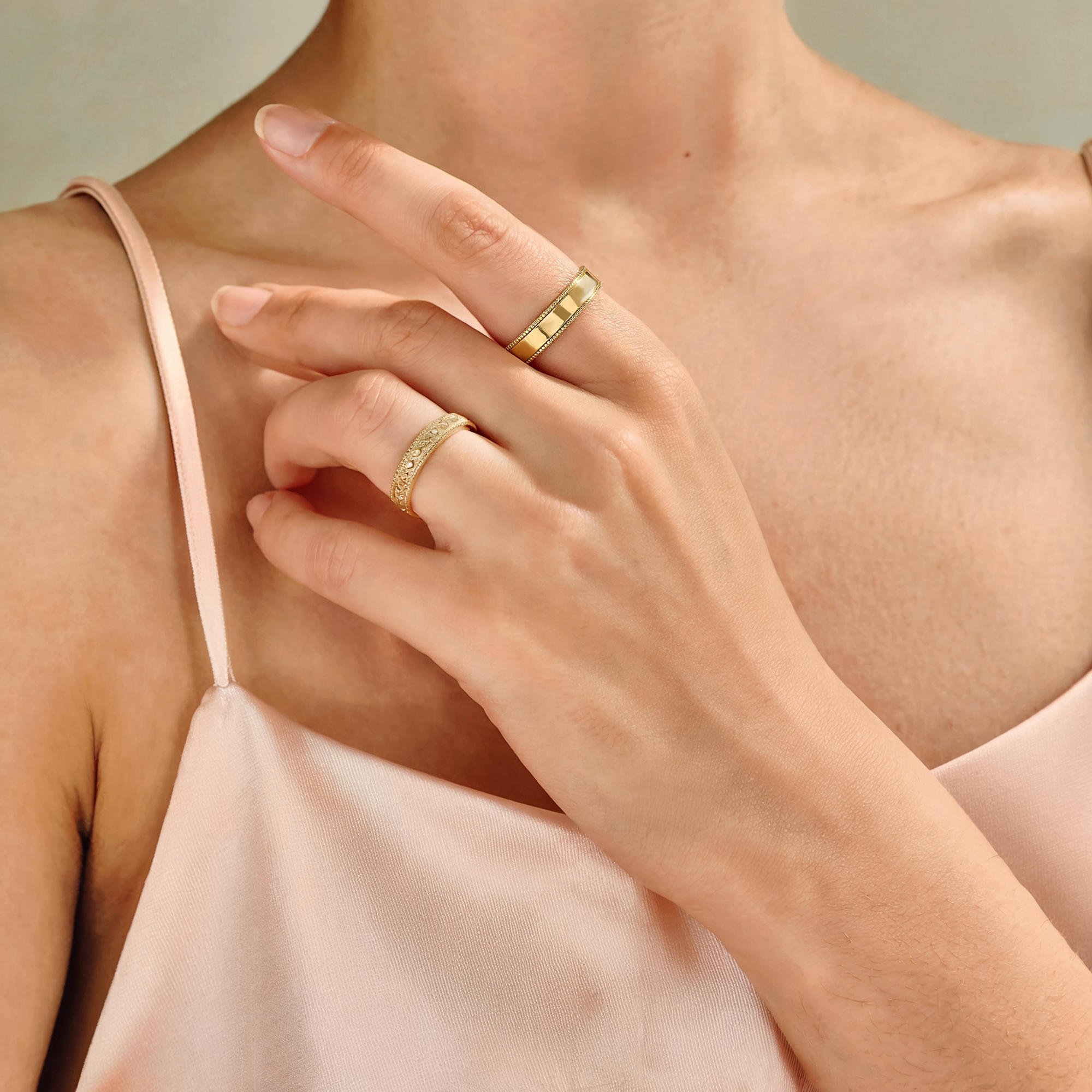 14K Gold Ring with Dot Detail