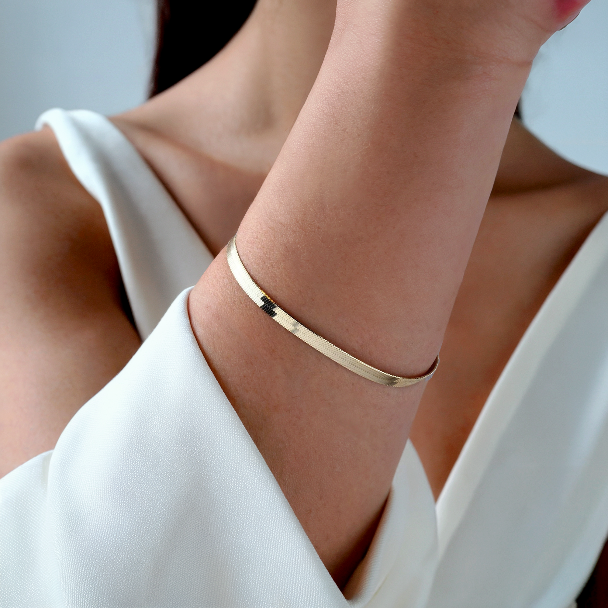 Shining Wave Chain Bracelet 14K Gold