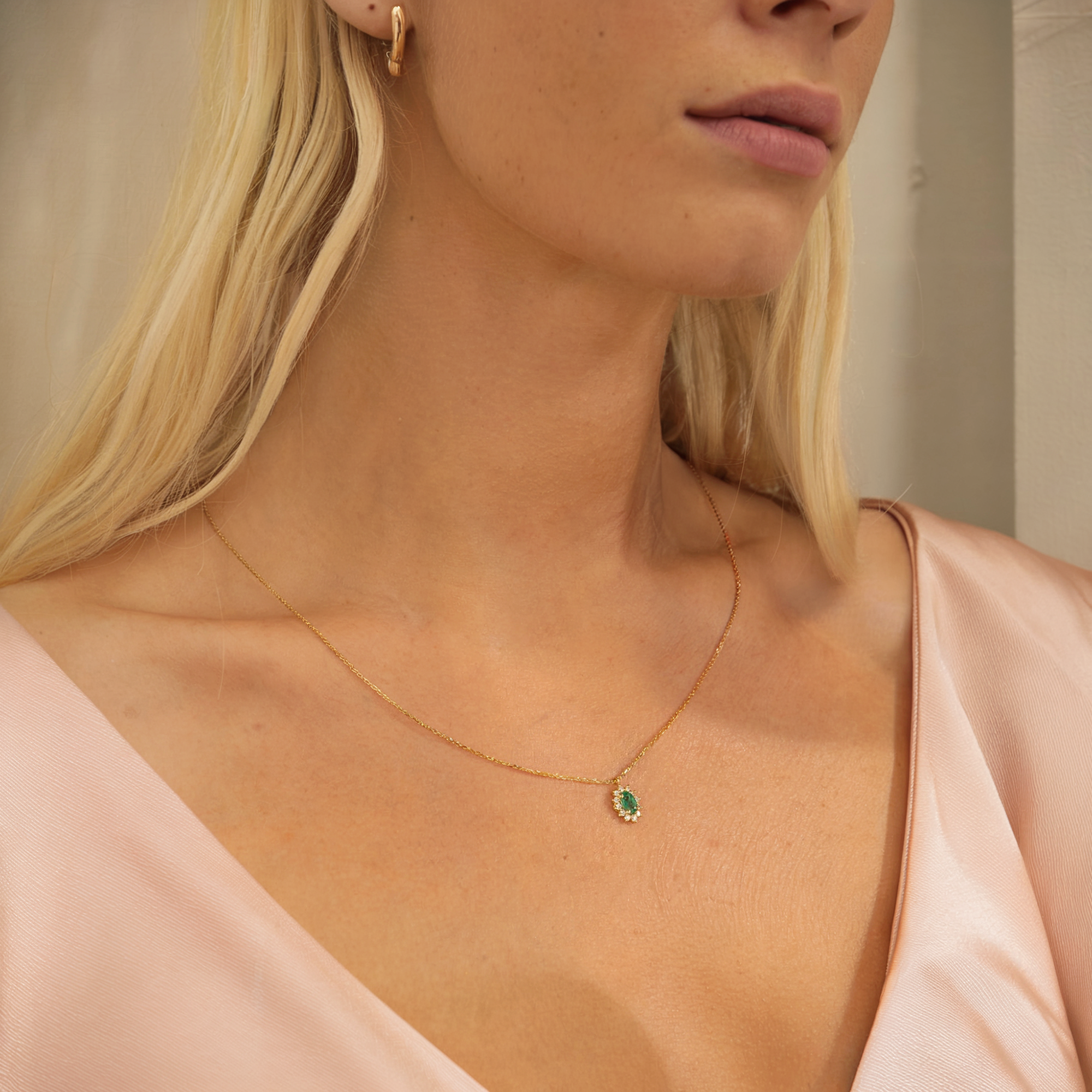 Green Roselyn Necklace 14K Gold