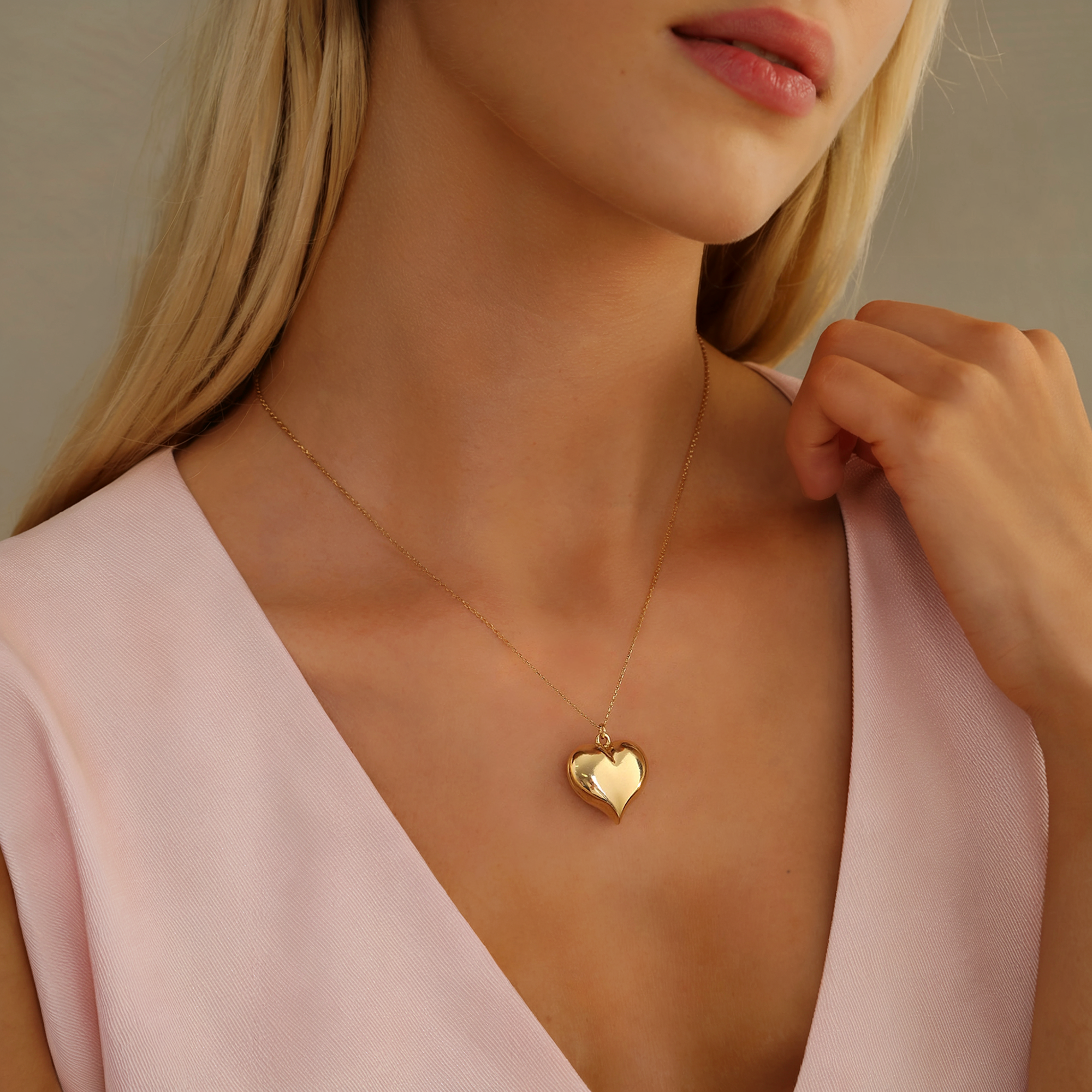 Balloon Heart Love Necklace 14K Gold