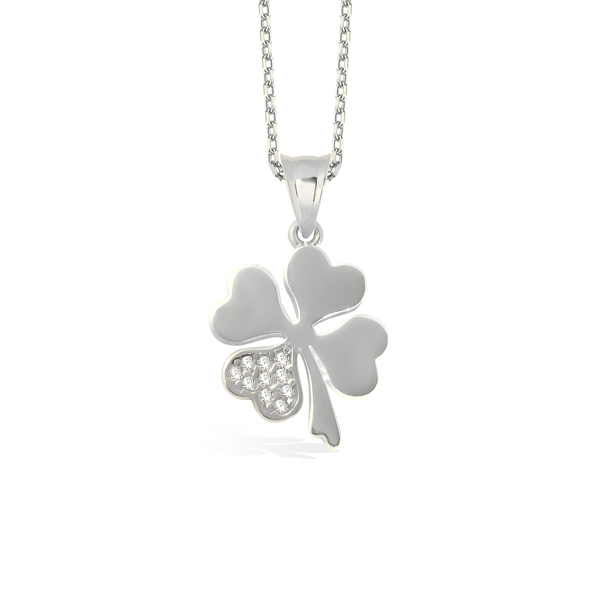 Lucky Clover Diamond Necklace 14K Gold