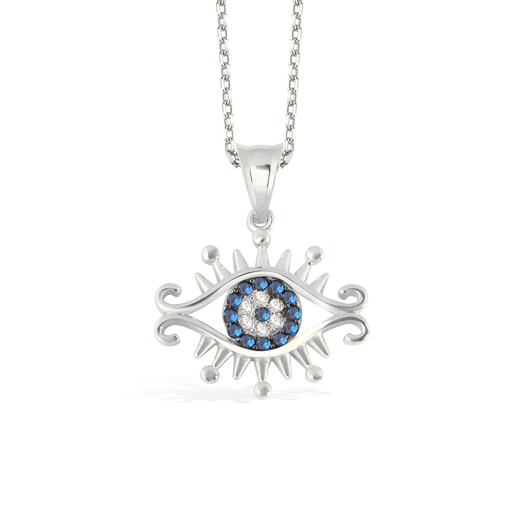 Eyelash Eye Diamond Necklace 14K Gold