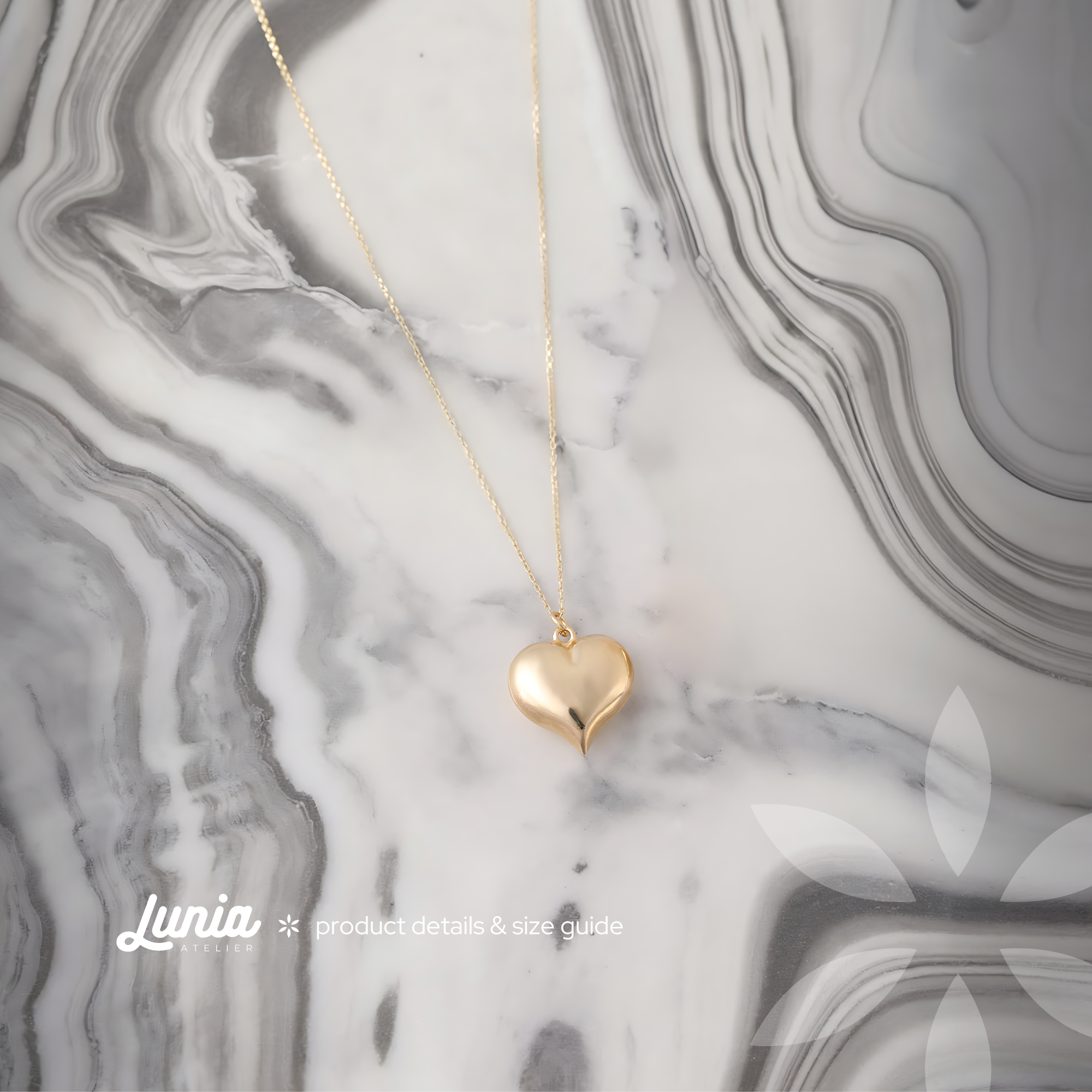 14K Gold Heart Balloon Pendant Necklace