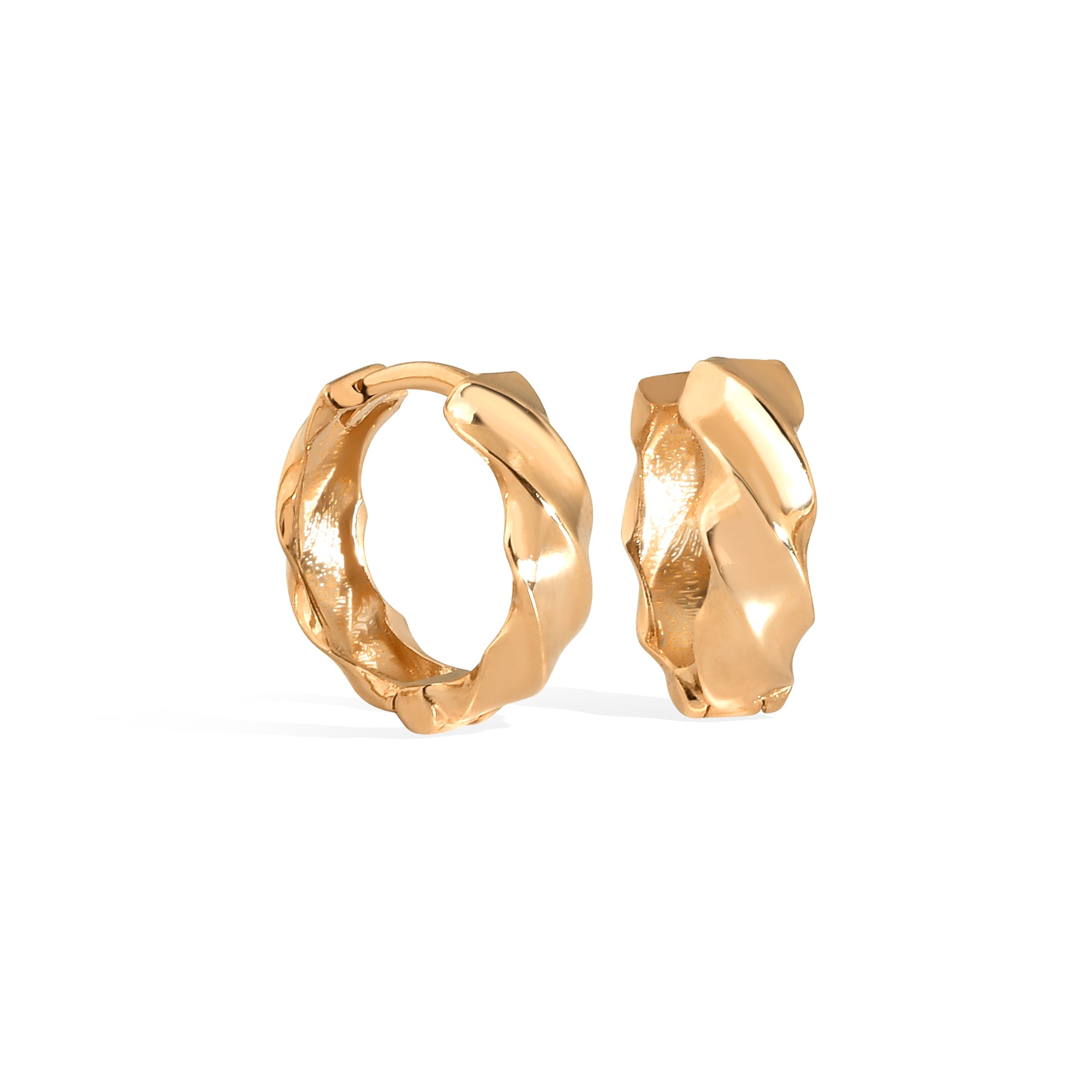 Chain Huggie Hoops Earrings 14K Gold