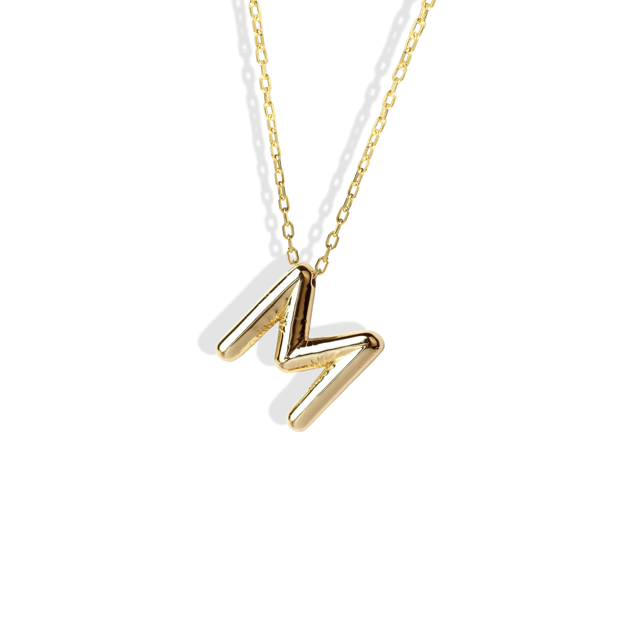 Balloon Initial Letter Custom Necklace 14K Gold