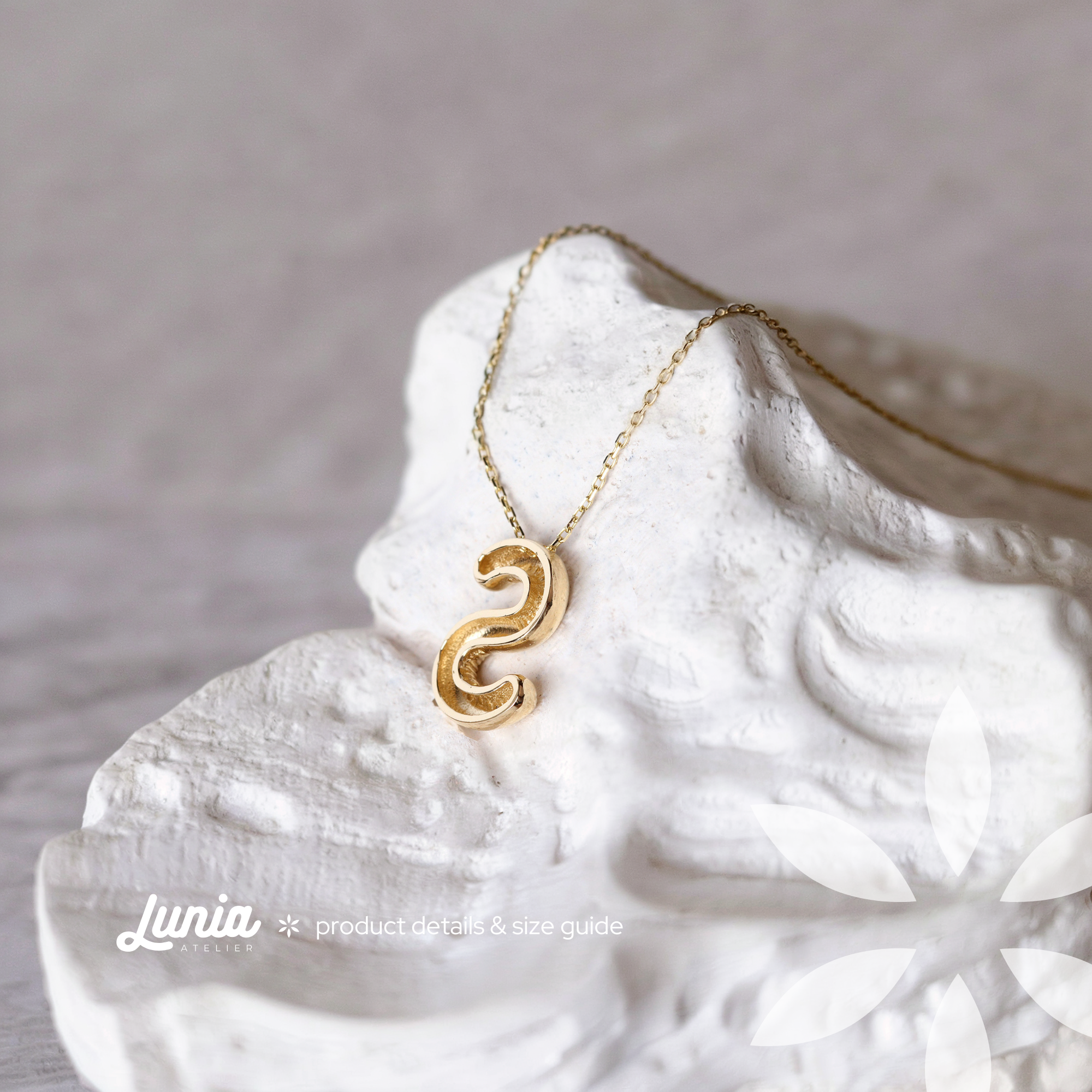Balloon Initial Letter Custom Necklace 14K Gold
