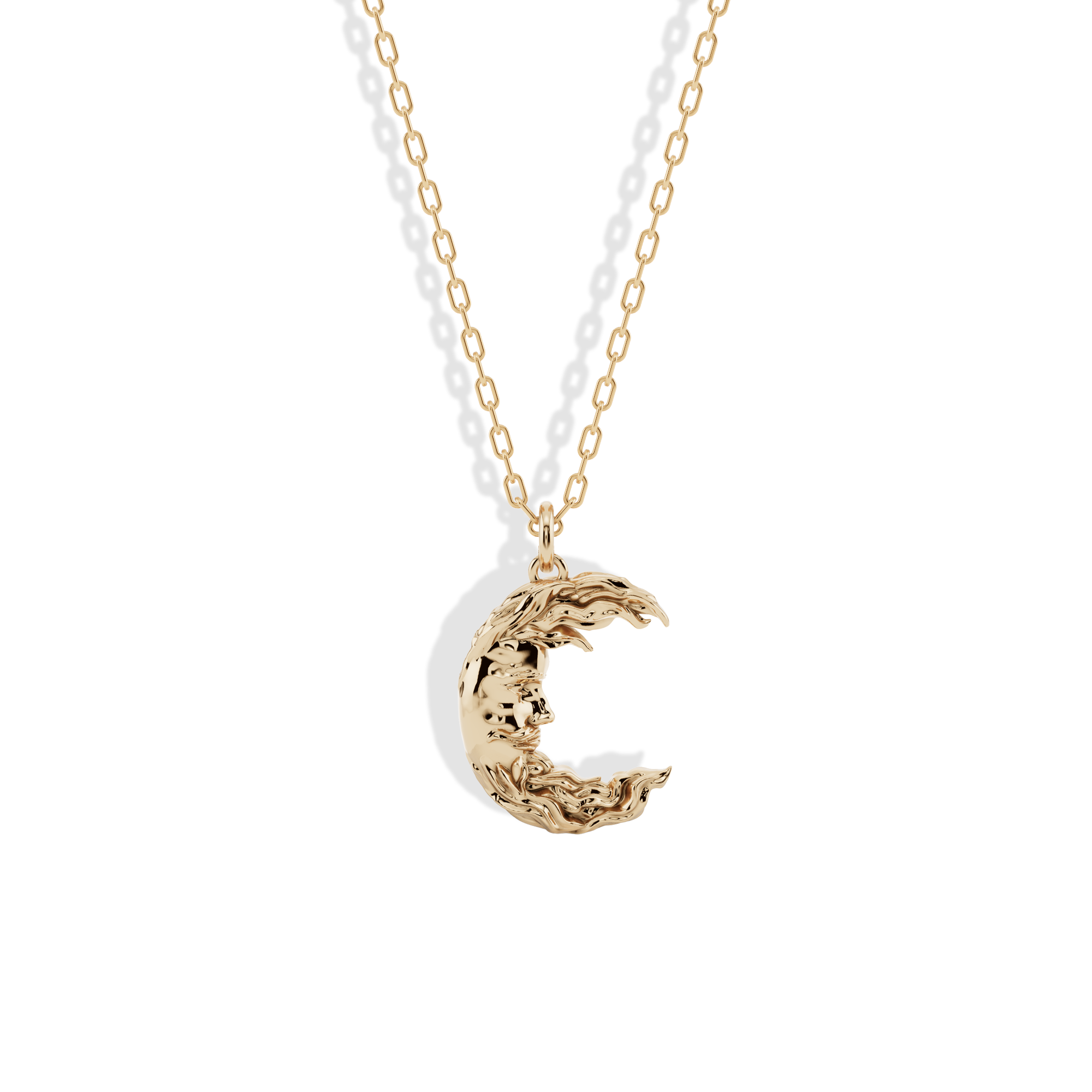 Moon Man Pendant Necklace 14K Gold / Silver crescent pendant moon face necklace celestial jewelry