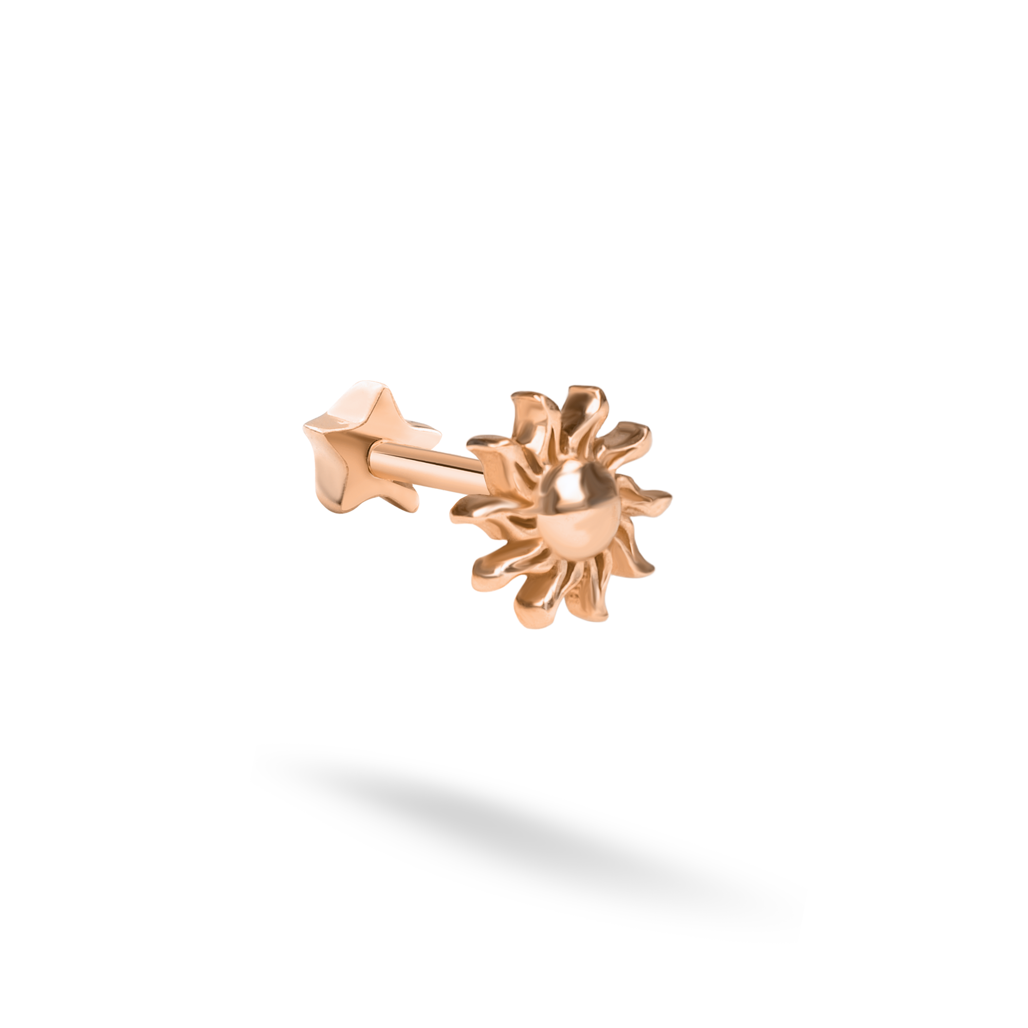 Shining Sun Flatback Ear Piercing 14K Gold