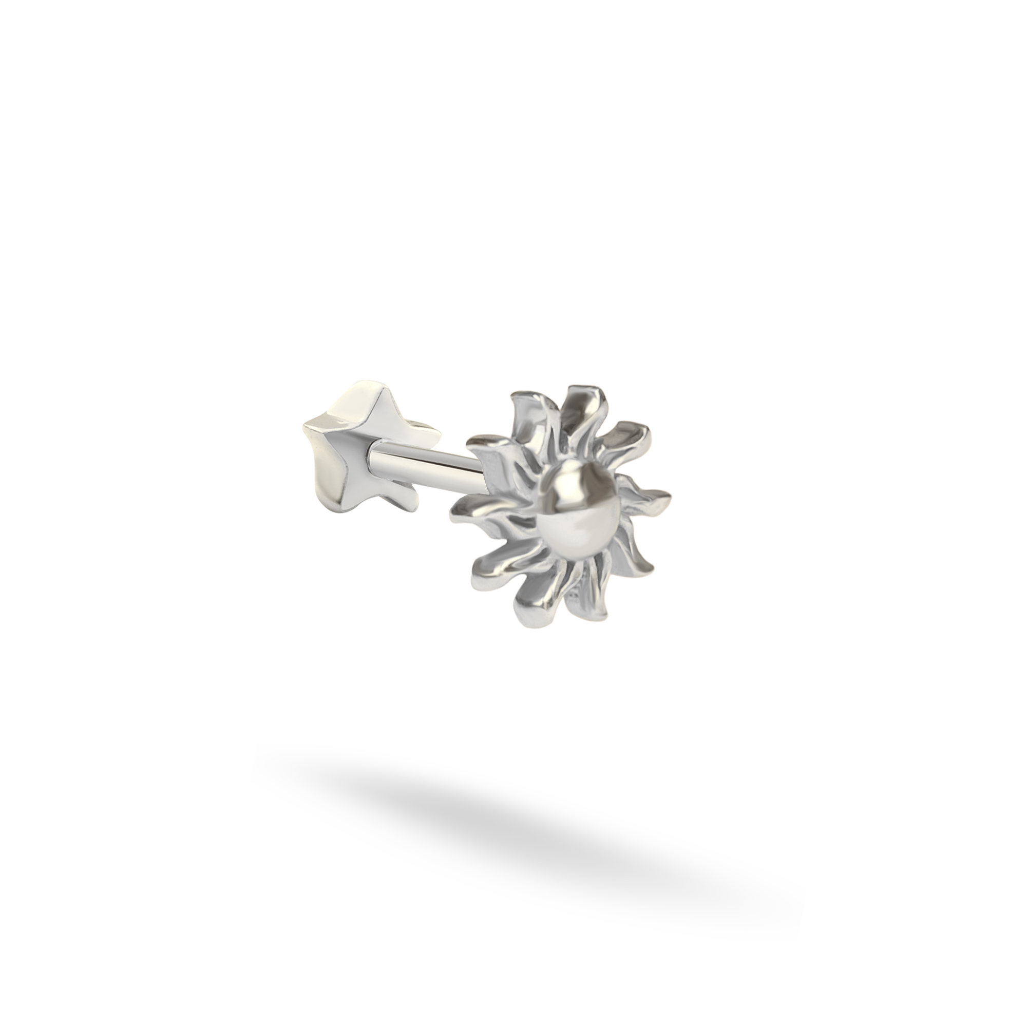 Shining Sun Flatback Ear Piercing 14K Gold