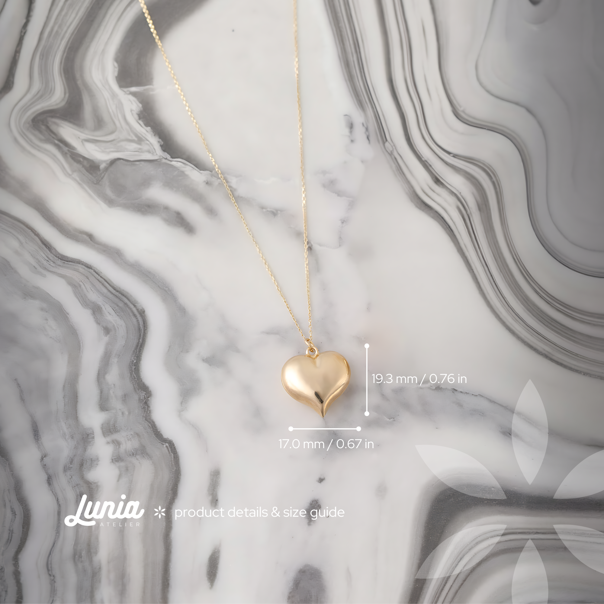 Balloon Heart Love Necklace 14K Gold