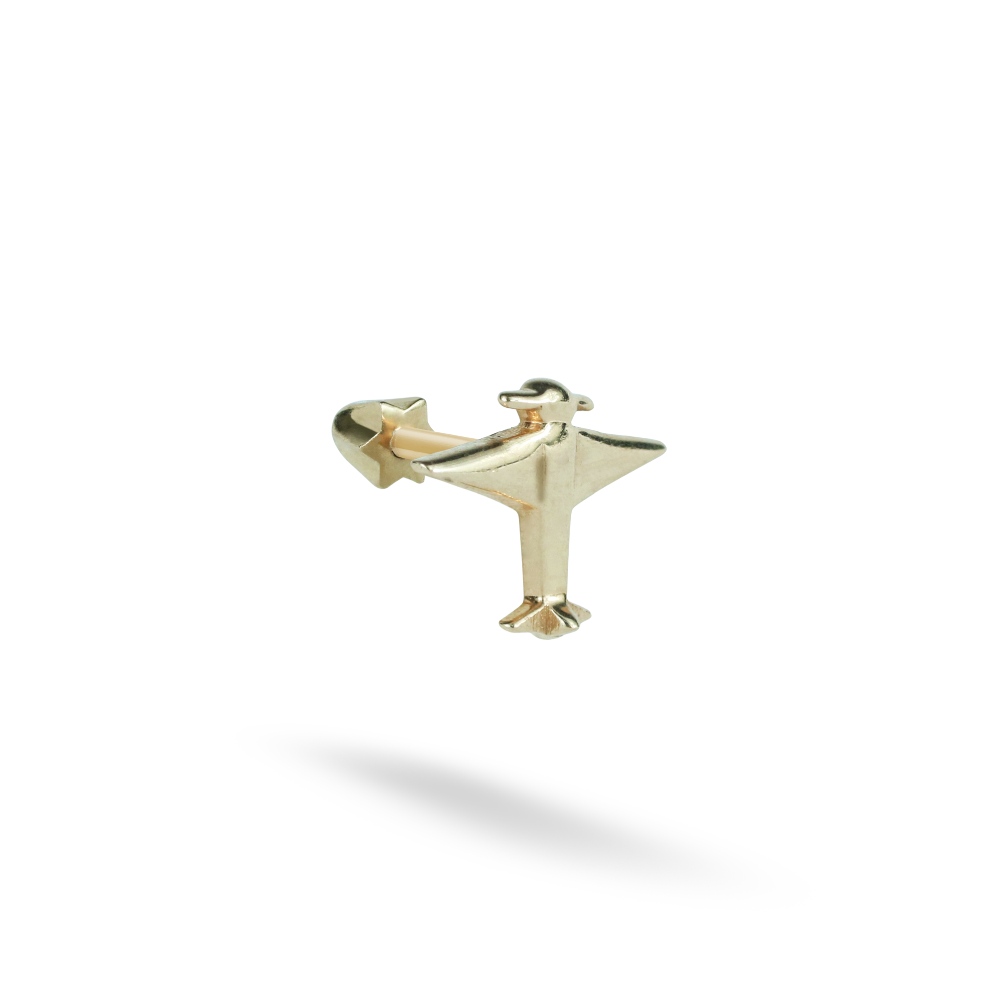 Aeroplane Flatback Ear Piercing 14K Gold