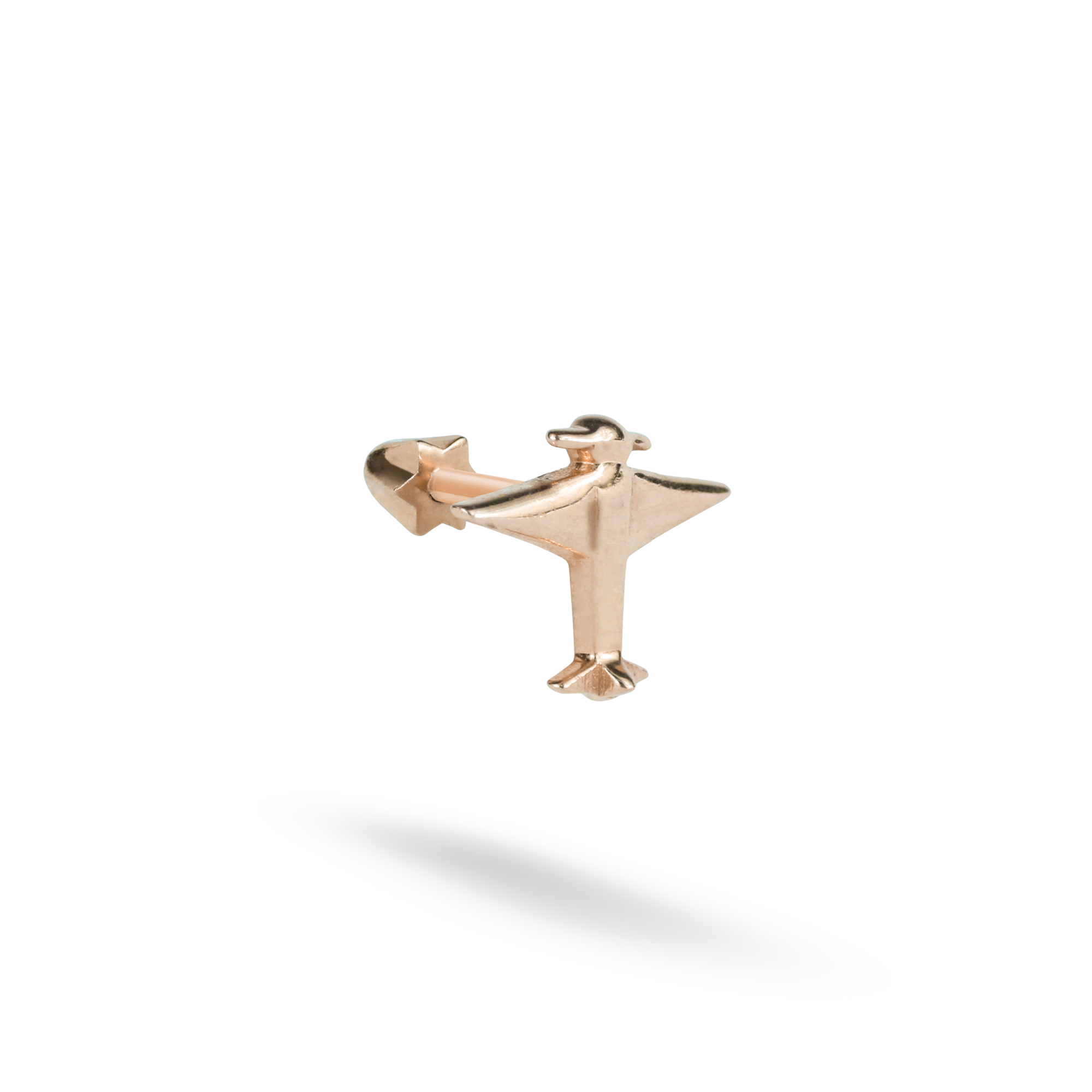 Aeroplane Flatback Ear Piercing 14K Gold