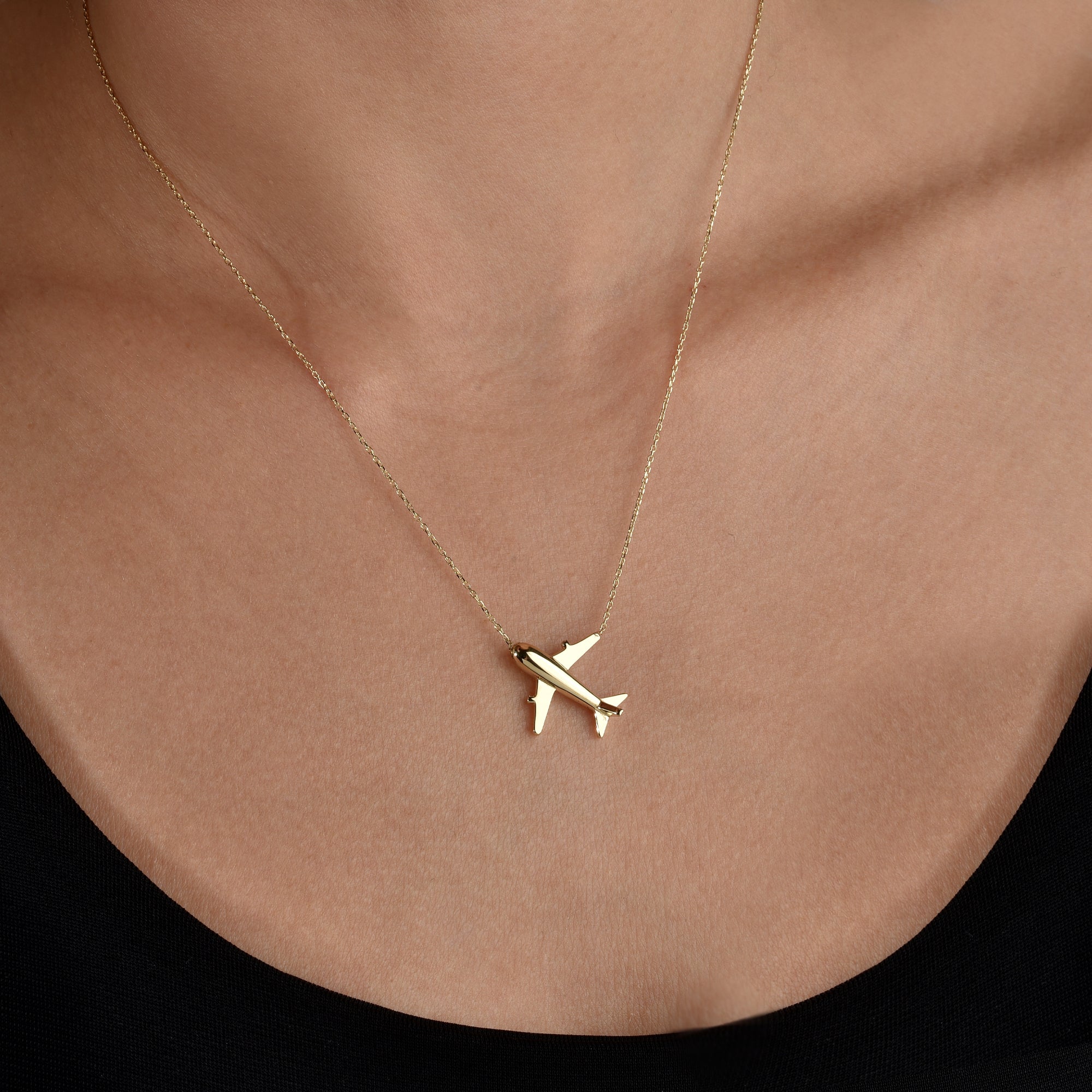 Aeroplane Necklace 14K Gold / Silver inspired by travel and transport.