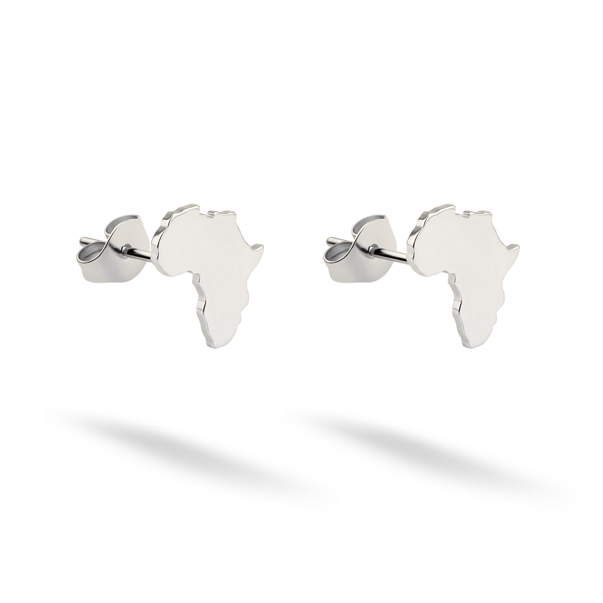 Africa Continent Stud Earrings 14K Gold / Silver