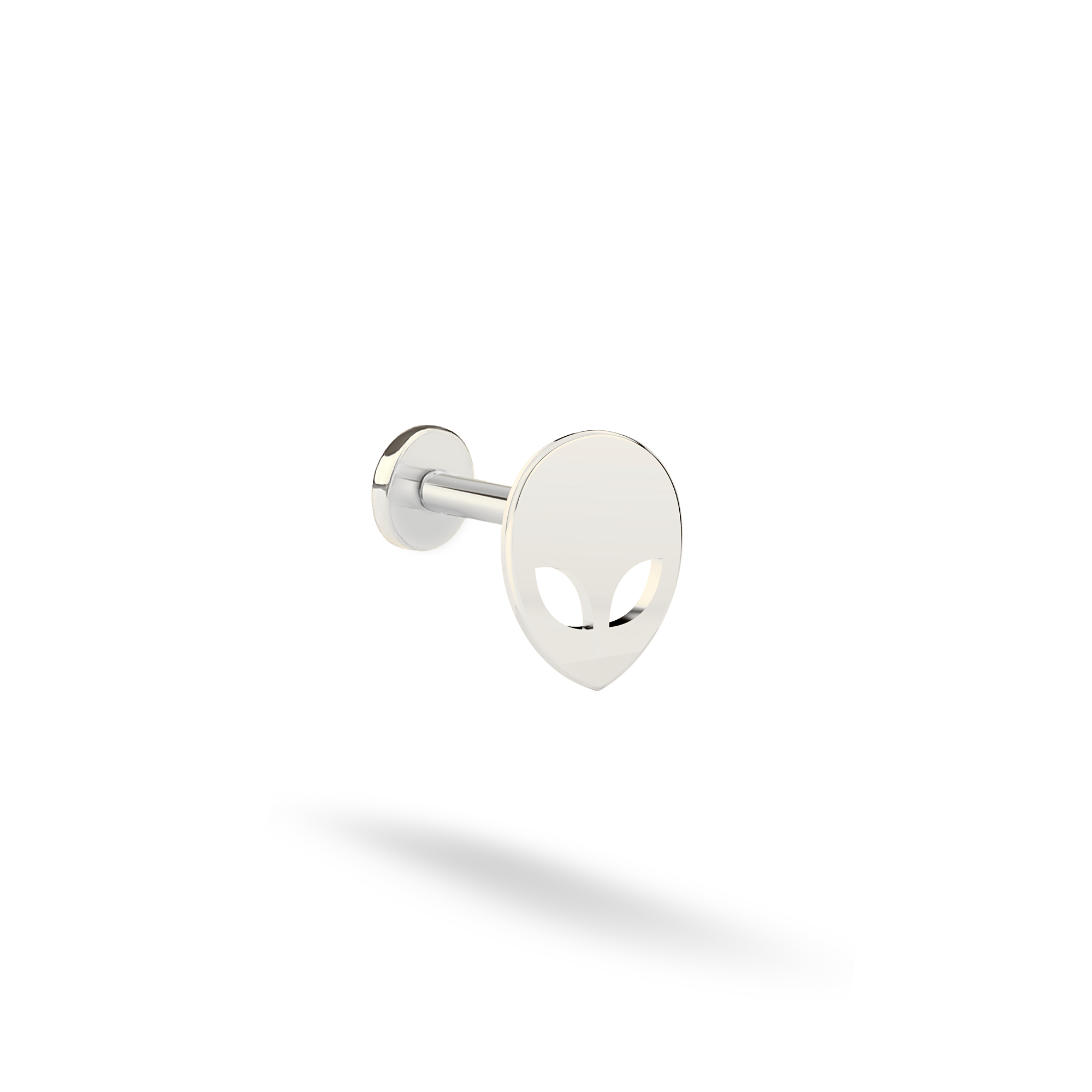 Alien Face Flatback Ear Piercing 14K Gold / Silver