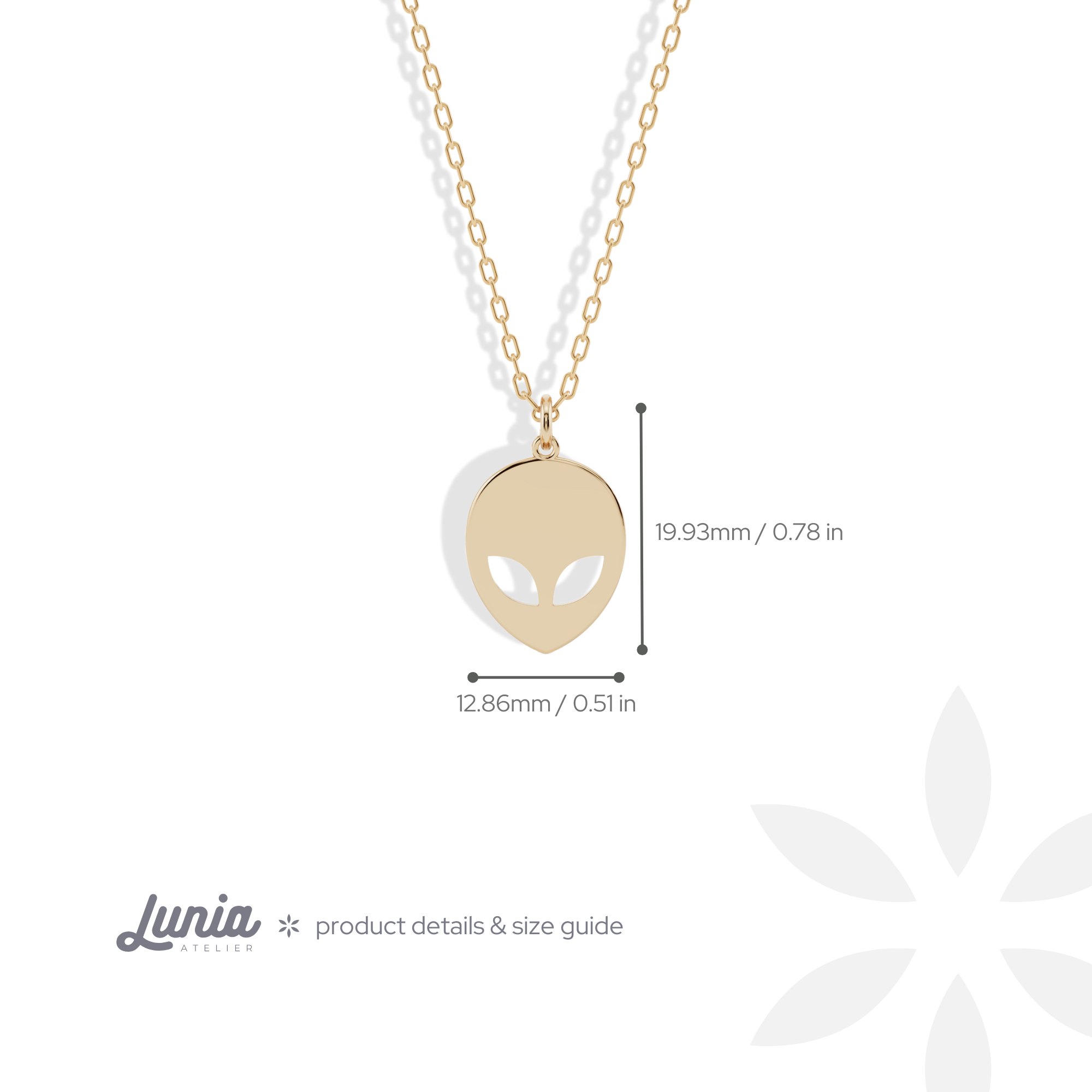 Alien Face Pendant Necklace 14K Gold / Silver