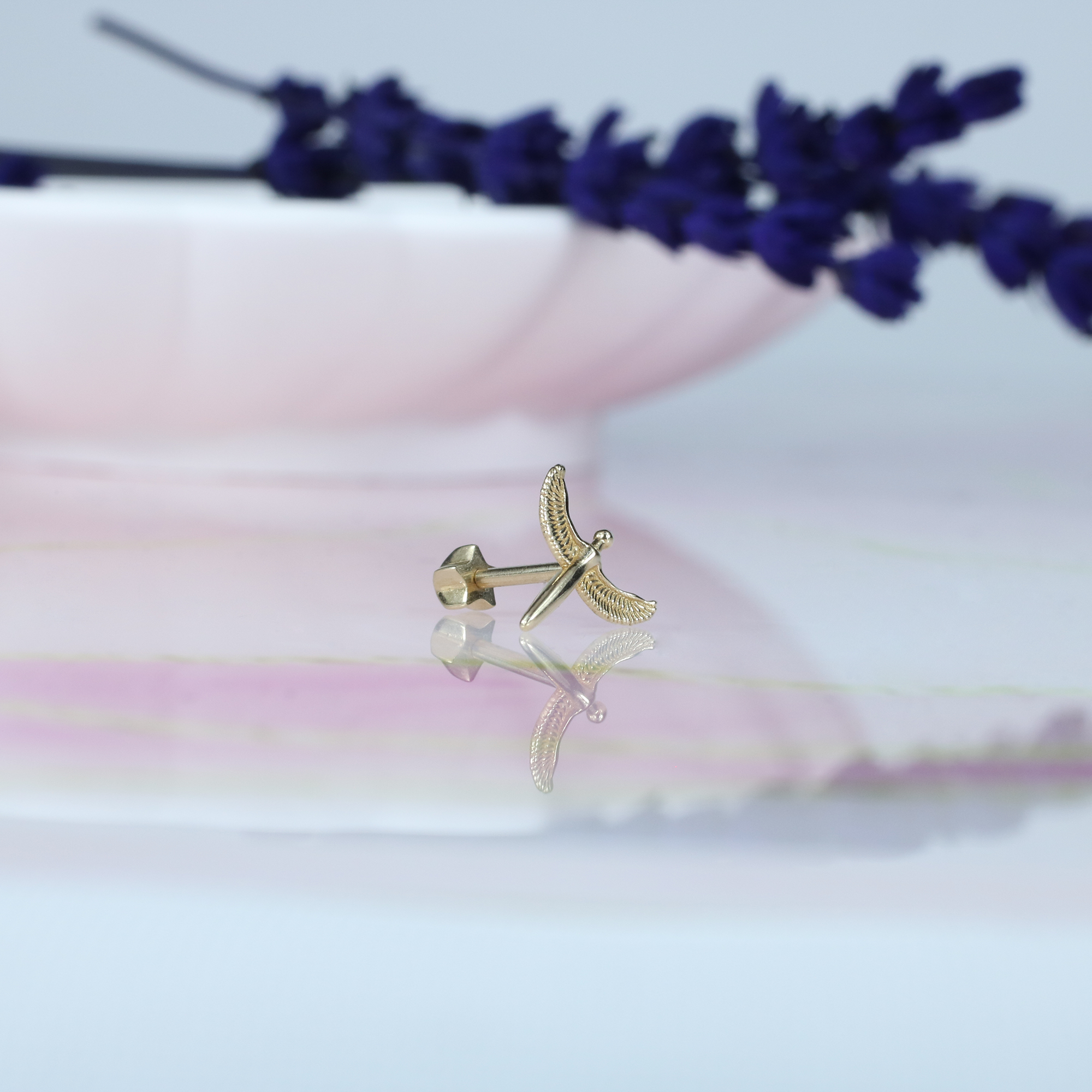 Angel Flatback Ear Piercing 14K Gold