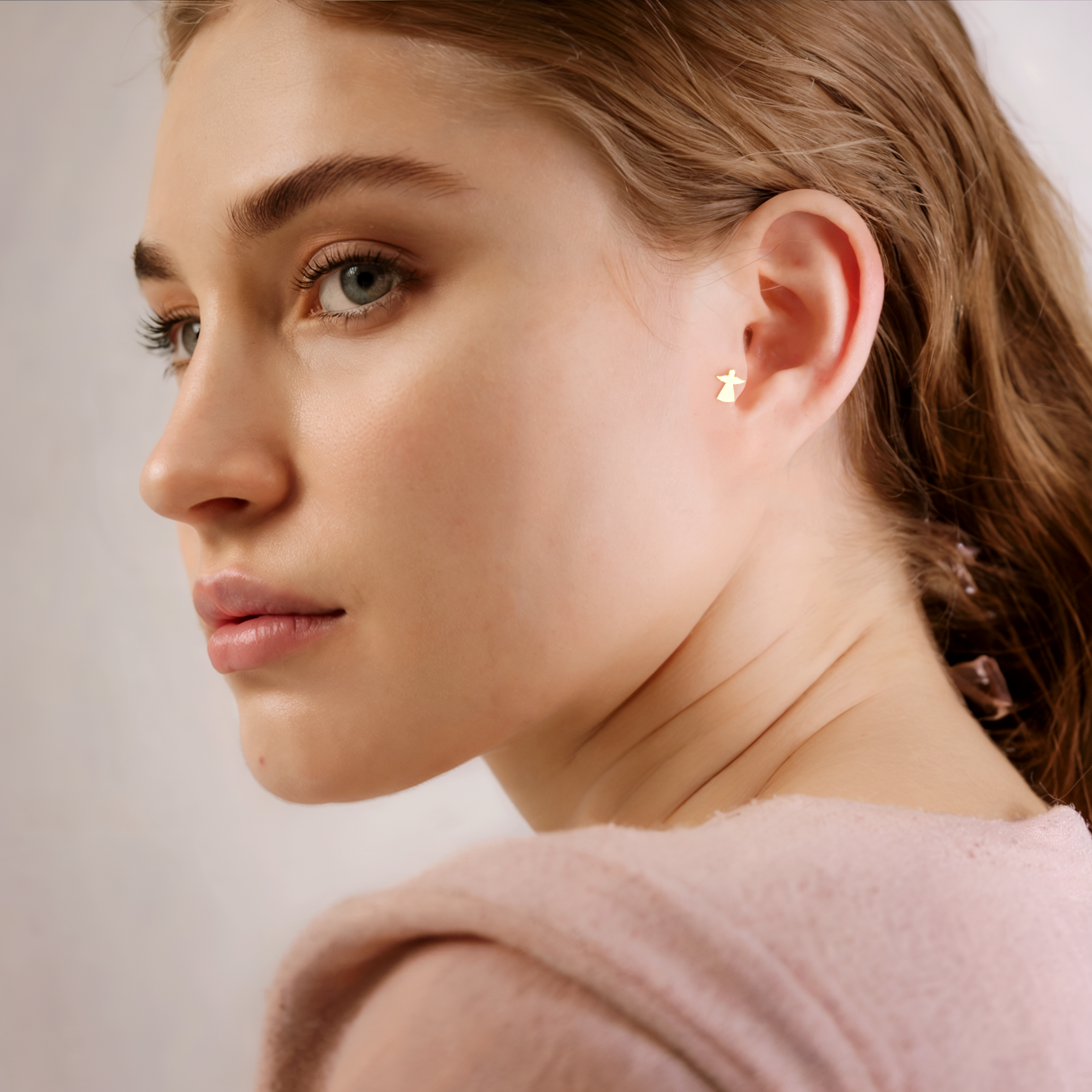 Angel Flatback Ear Piercing 14K Gold