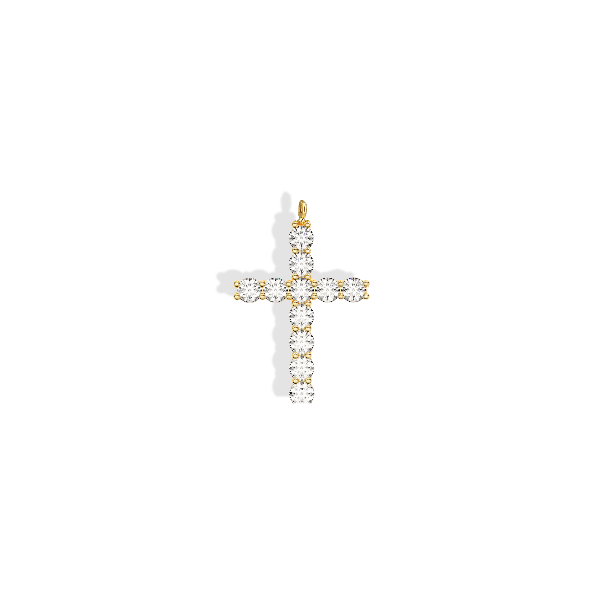 Cross Diamond Stone Necklace 14K Gold