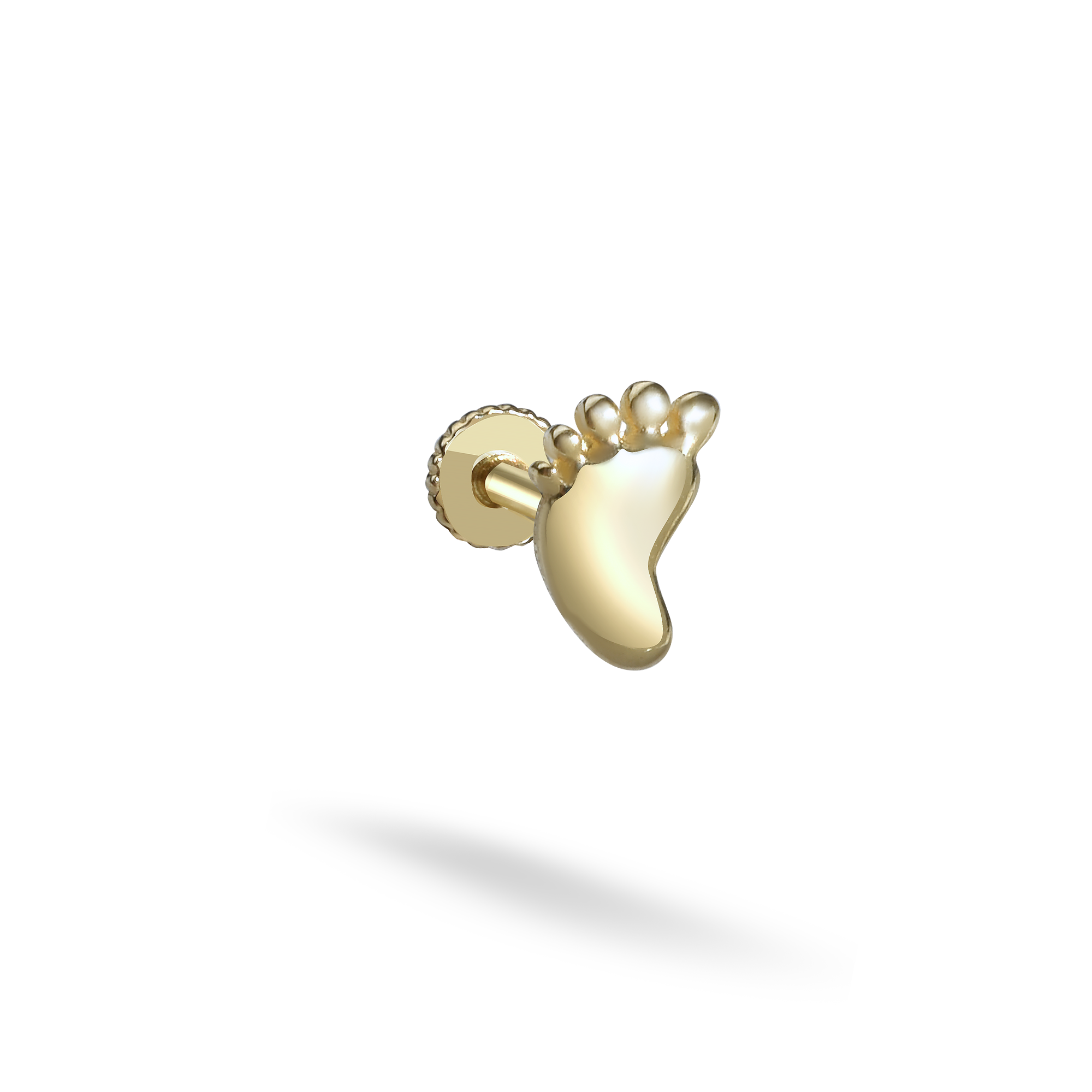 Baby Foot Flatback Ear Piercing 14K Gold