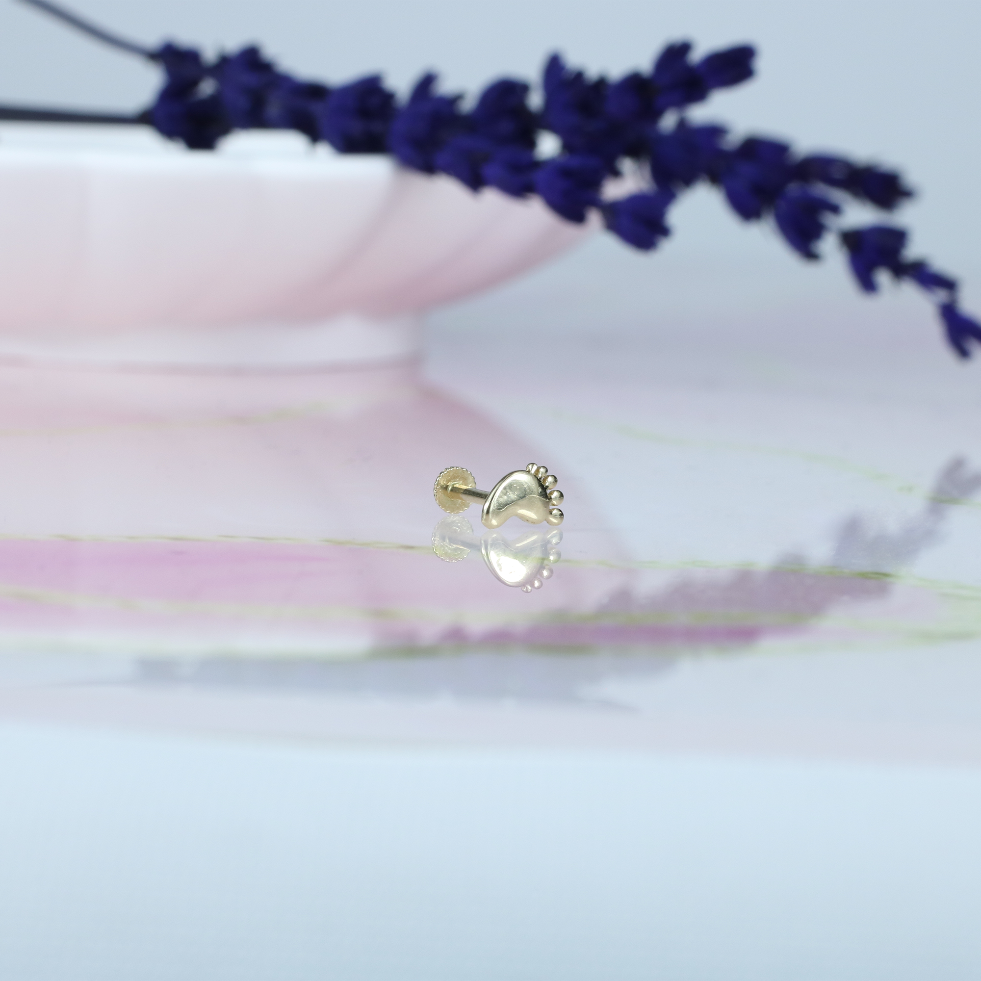 Baby Foot Flatback Ear Piercing 14K Gold