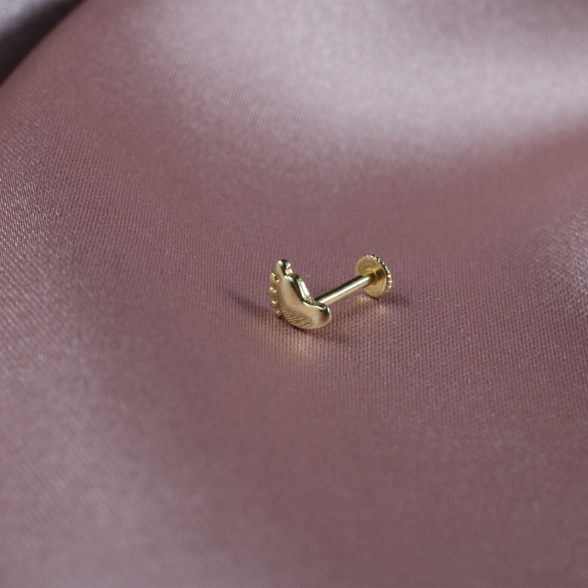 Baby Foot Flatback Ear Piercing 14K Gold