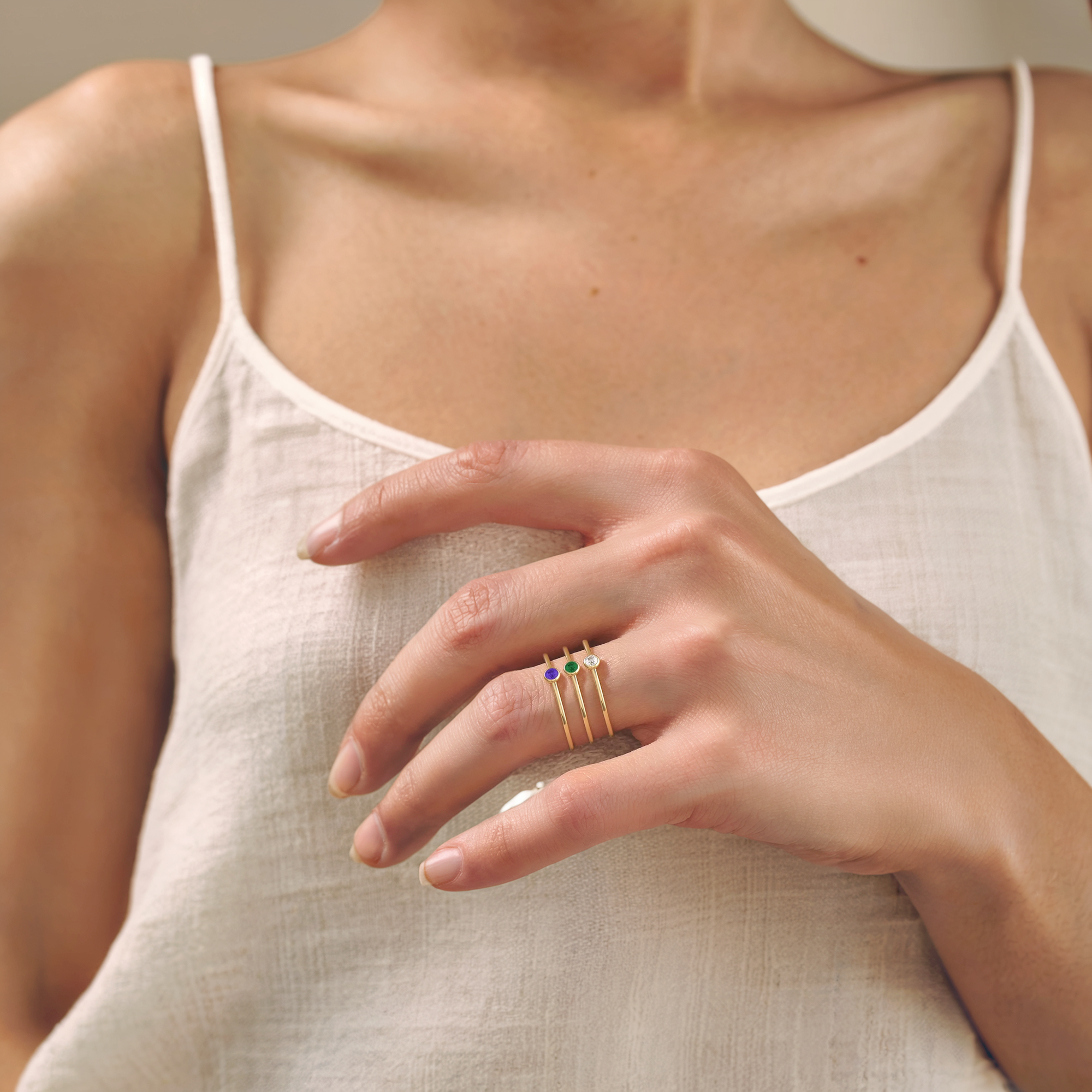 Birthstone Gemstone Solitaire Custom Ring 14K Gold