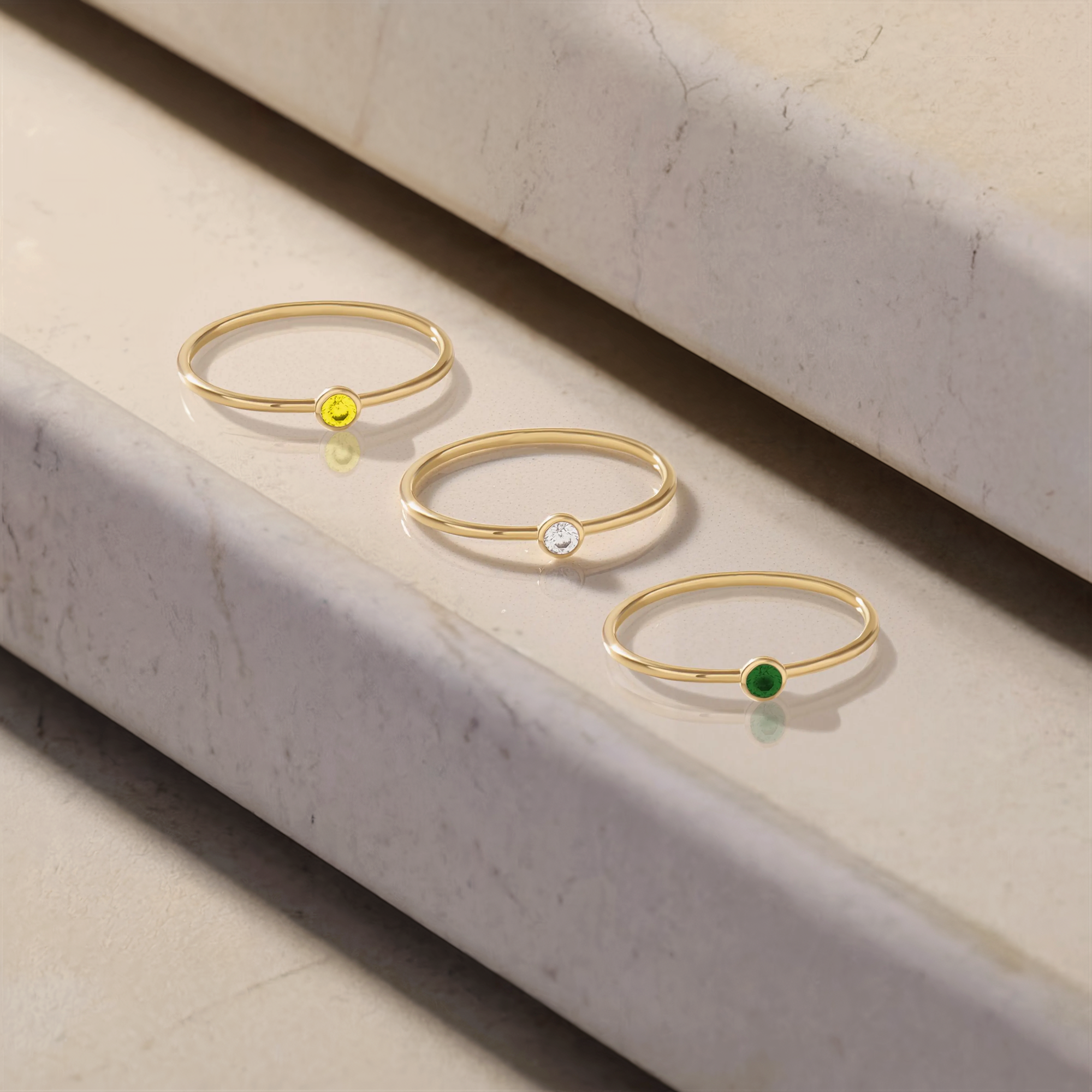 Birthstone Gemstone Solitaire Custom Ring 14K Gold
