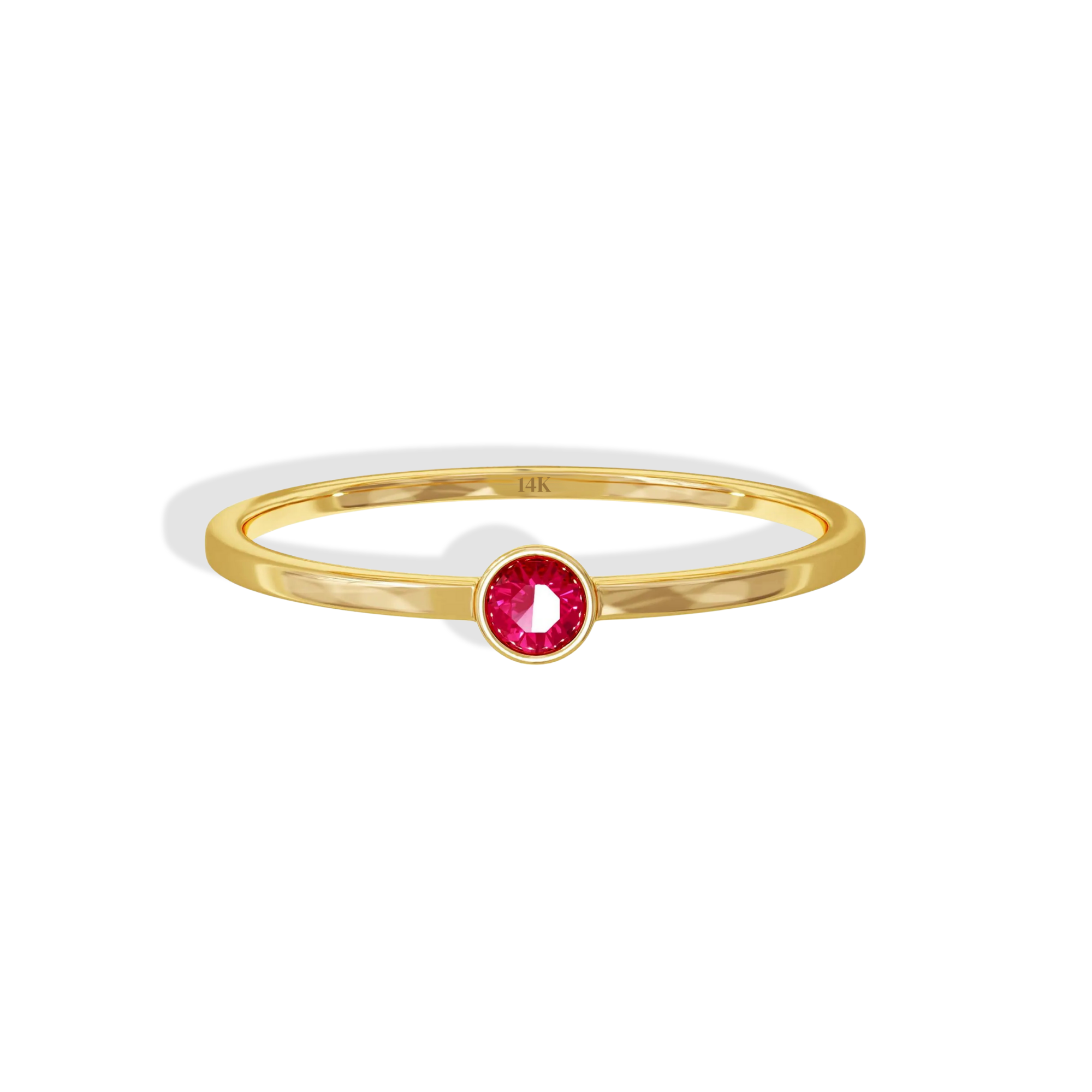 14K gold solitaire ring with a single birthstone gemstone, symbolizing personal meaning and timeless elegance.