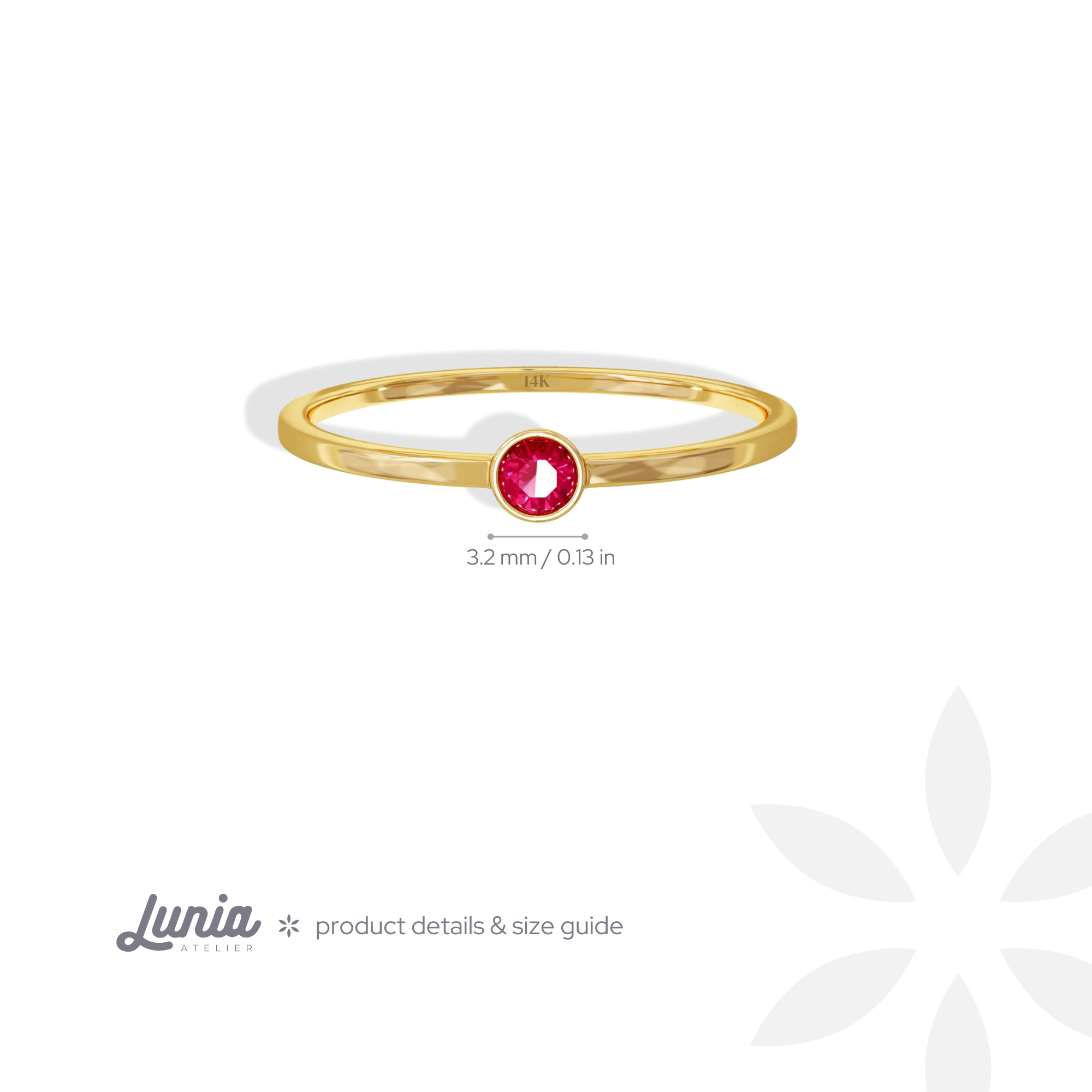 Birthstone Gemstone Solitaire Custom Ring 14K Gold