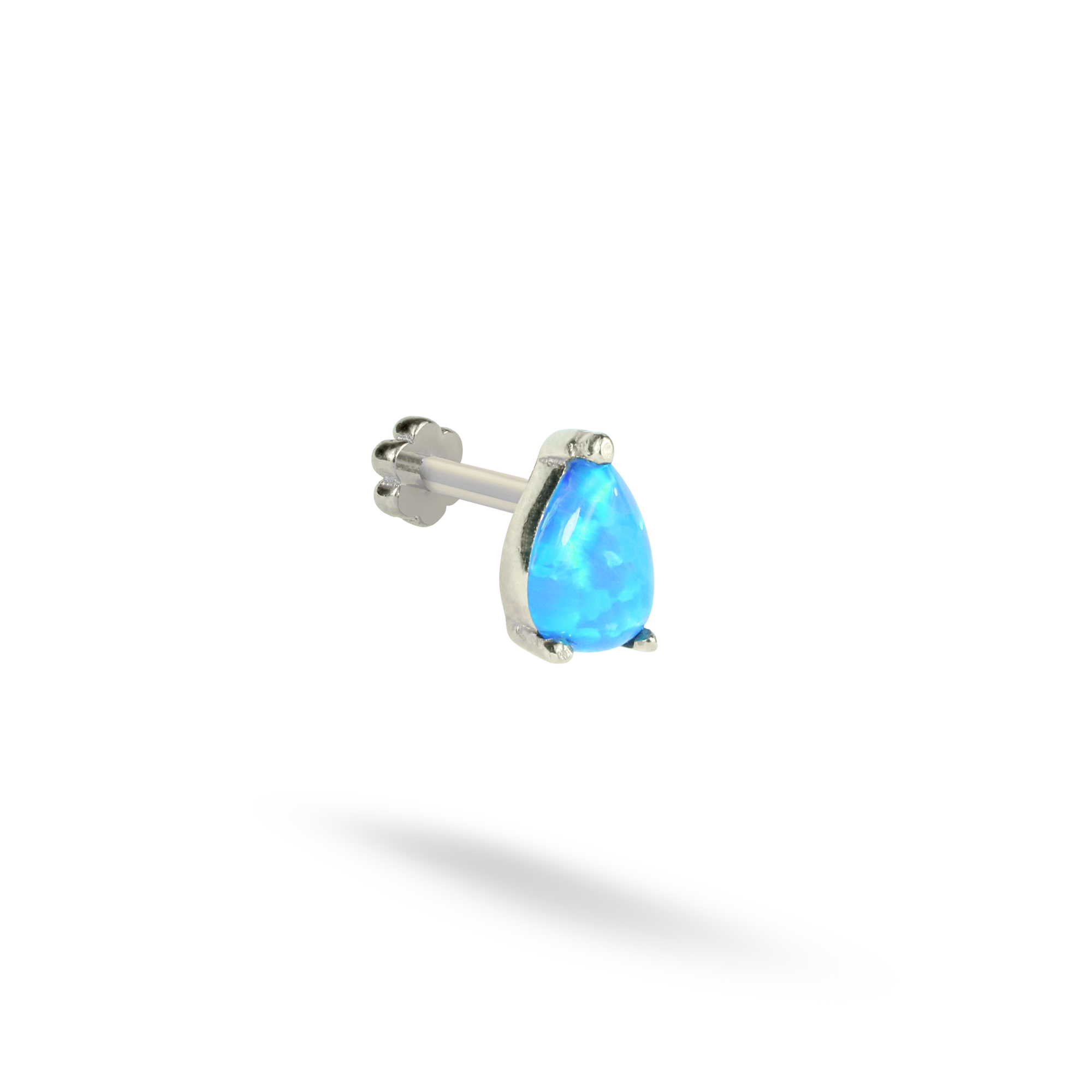 Blue Drop Flatback Ear Piercing 14K Gold with CZ Stone