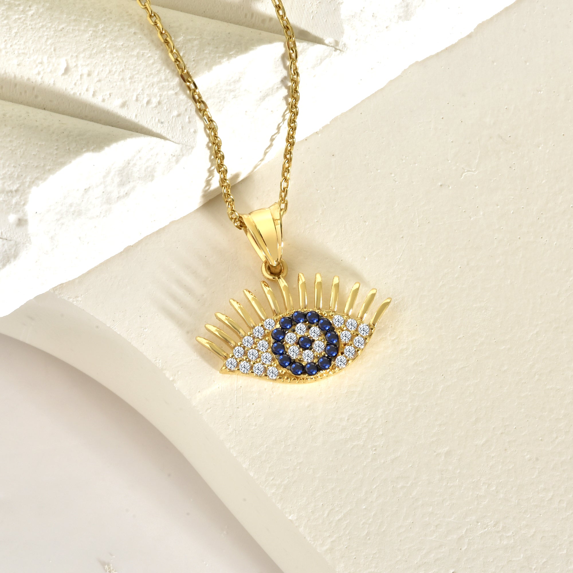 Blue Eye Diamond Necklace 14K Gold