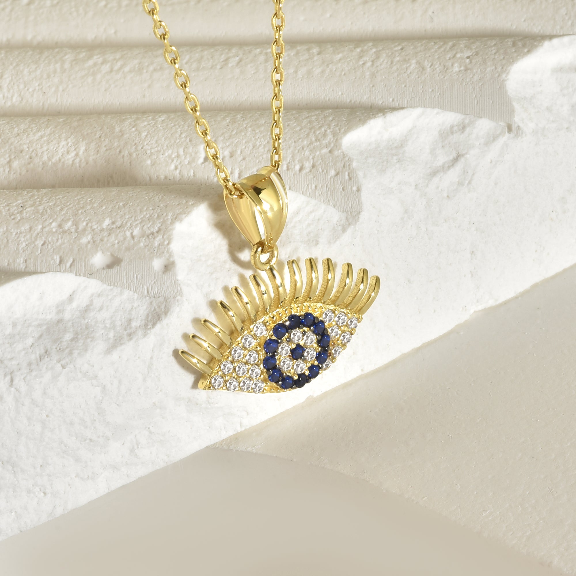 Blue Eye Diamond Necklace 14K Gold