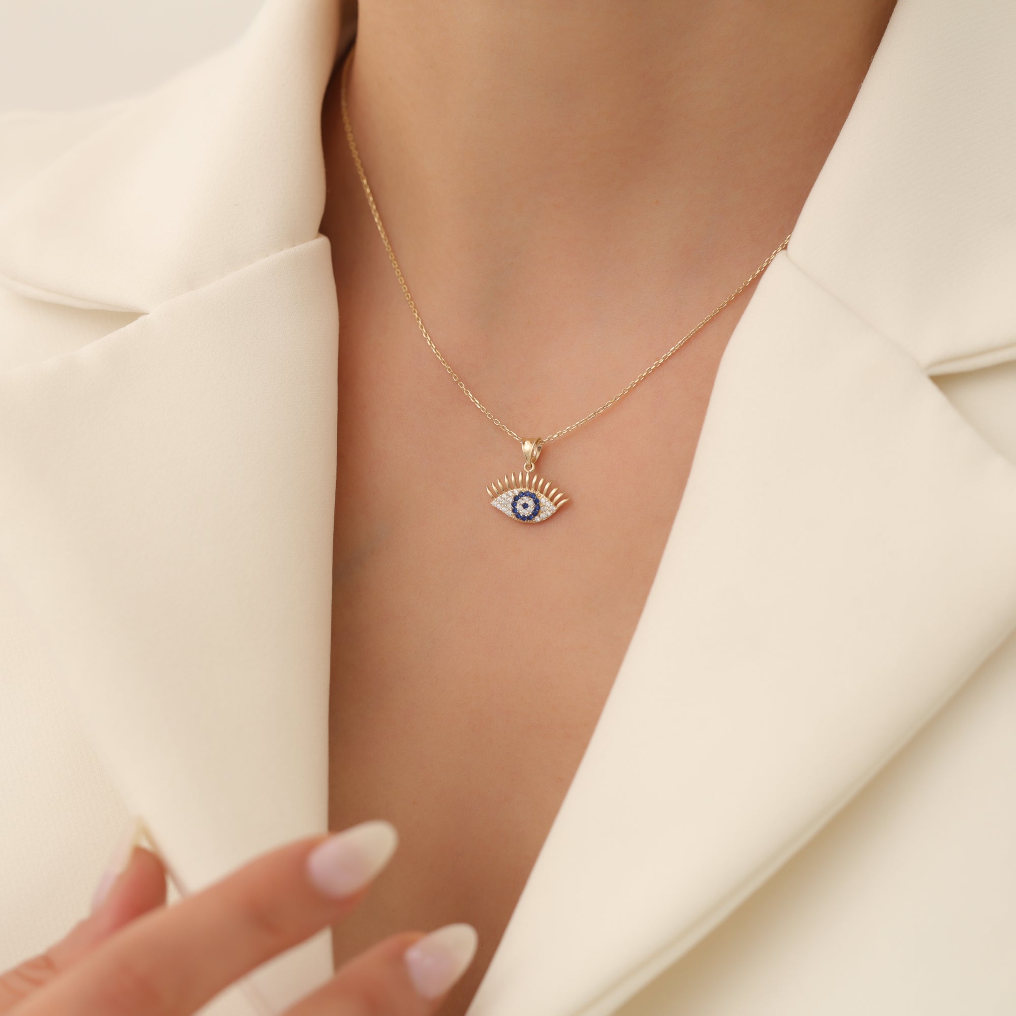 Blue Eye Diamond Necklace 14K Gold