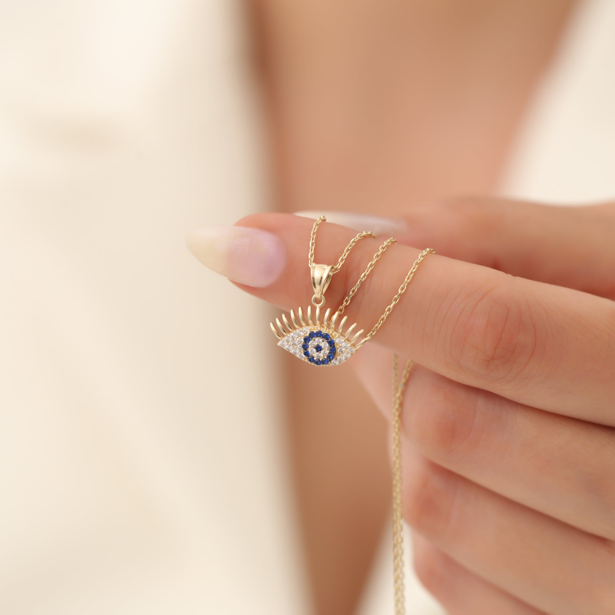 Blue Eye Diamond Necklace 14K Gold