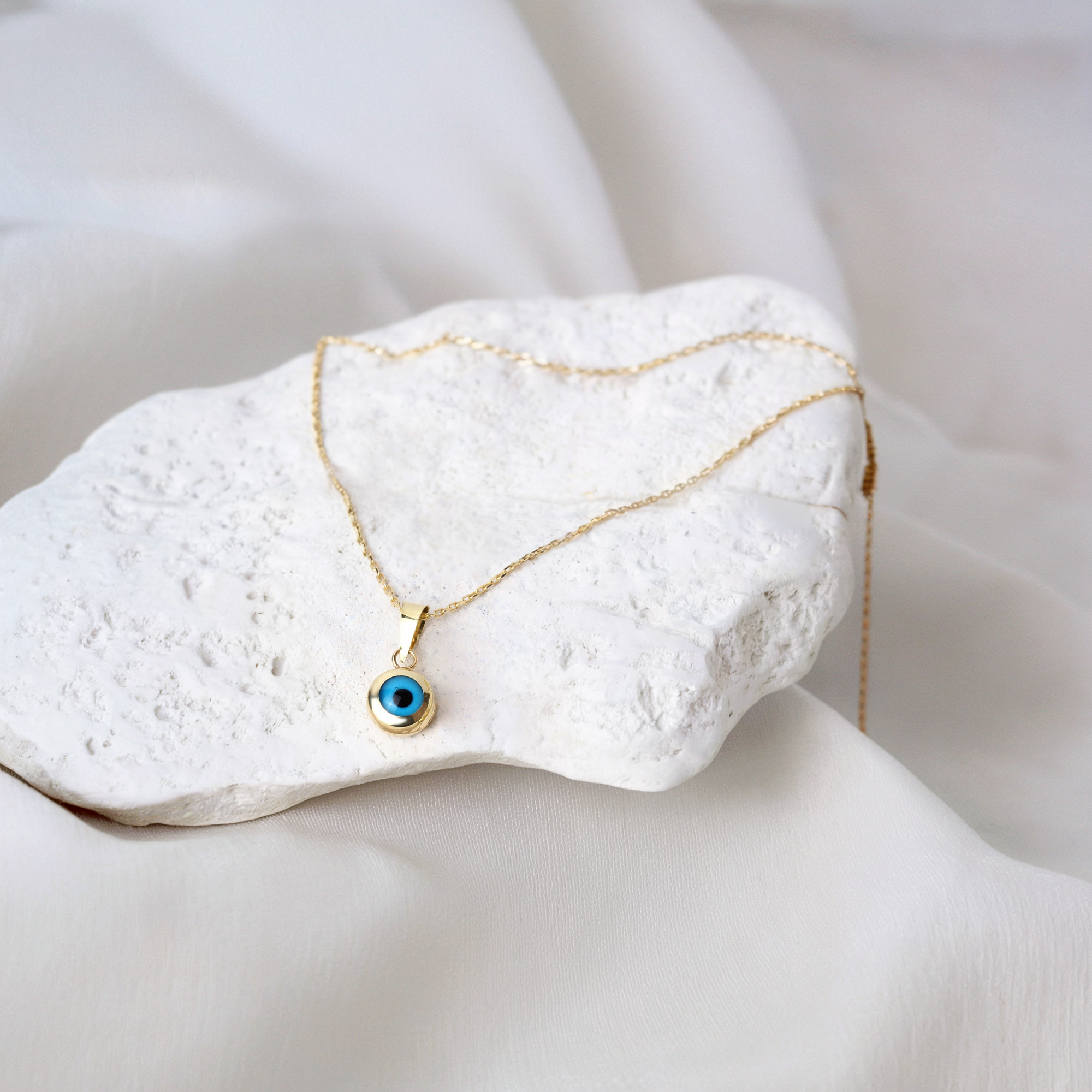 Blue Eye Evil Eye Necklace 14K Gold