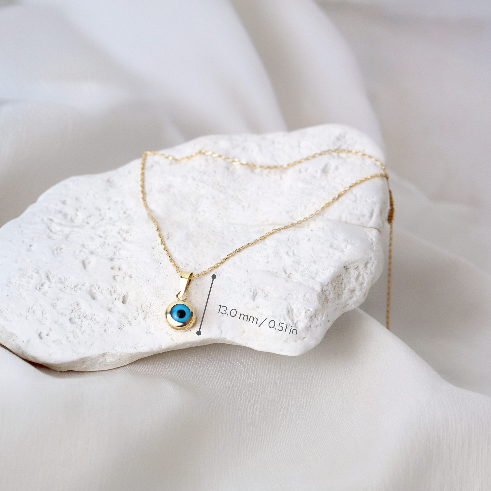 Blue Eye Evil Eye Necklace 14K Gold