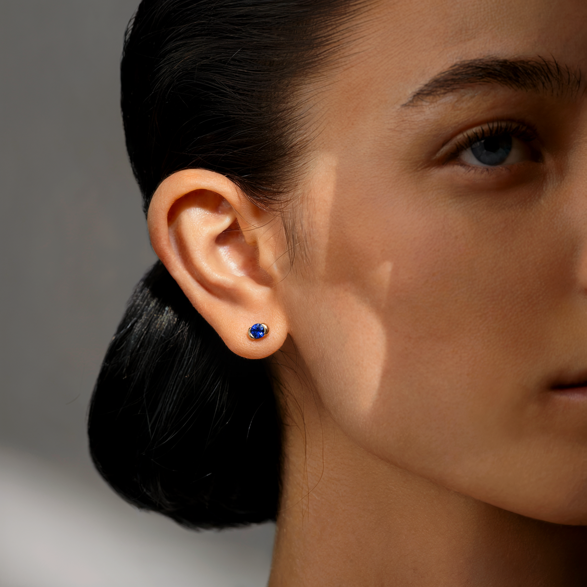 Blue Stone Earrings 14K Gold