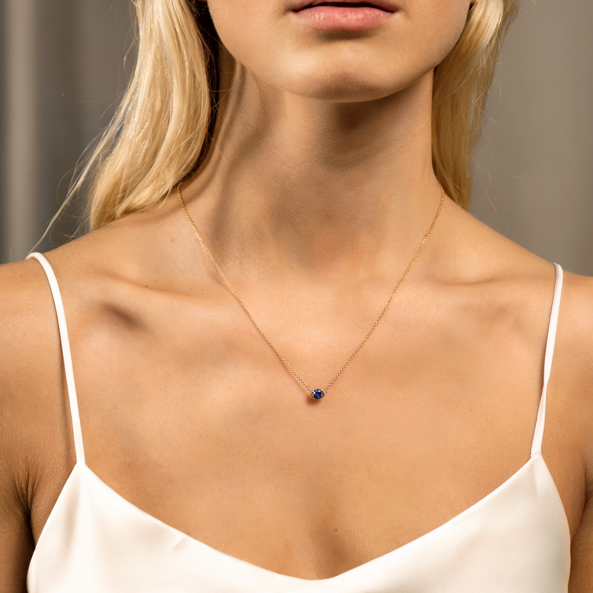 Blue Stone Necklace 14K Gold