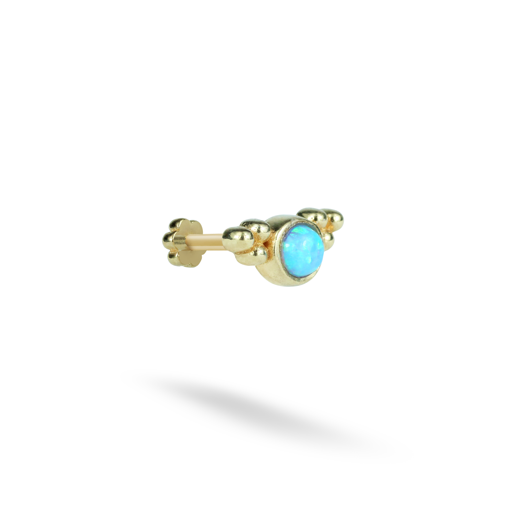 Blue Wing Flatback Ear Piercing 14K Gold with CZ Stone