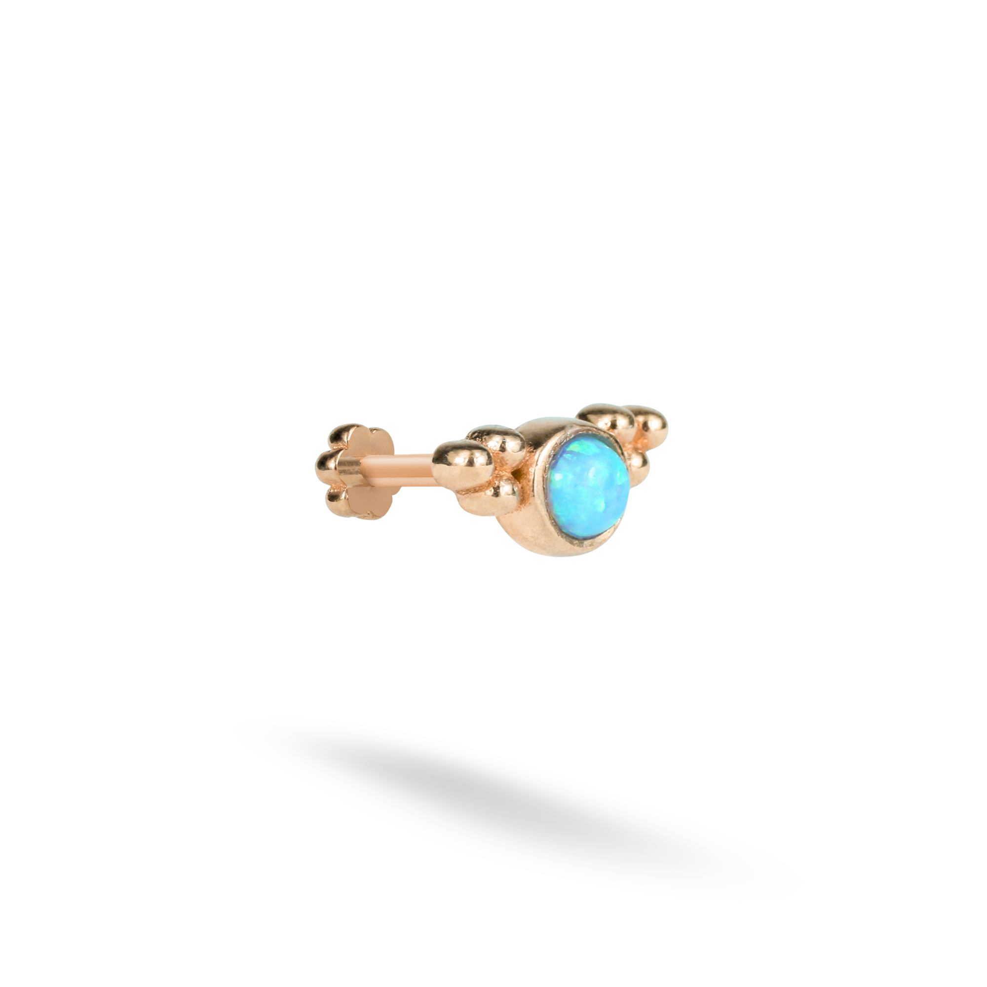 Blue Wing Flatback Ear Piercing 14K Gold with CZ Stone