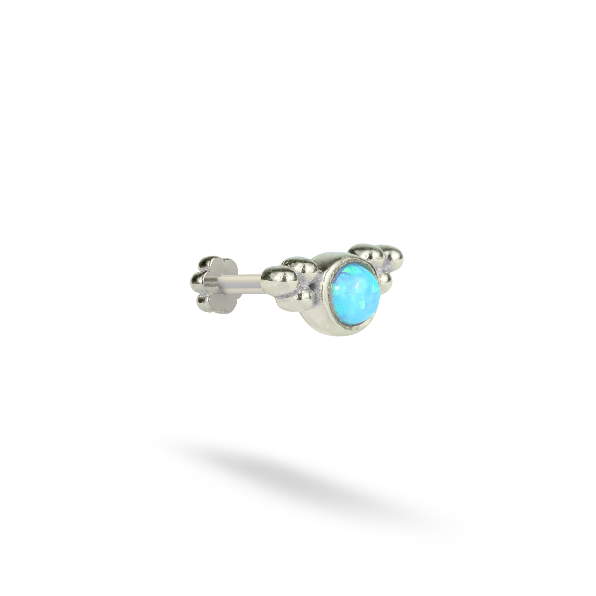 Blue Wing Flatback Ear Piercing 14K Gold with CZ Stone