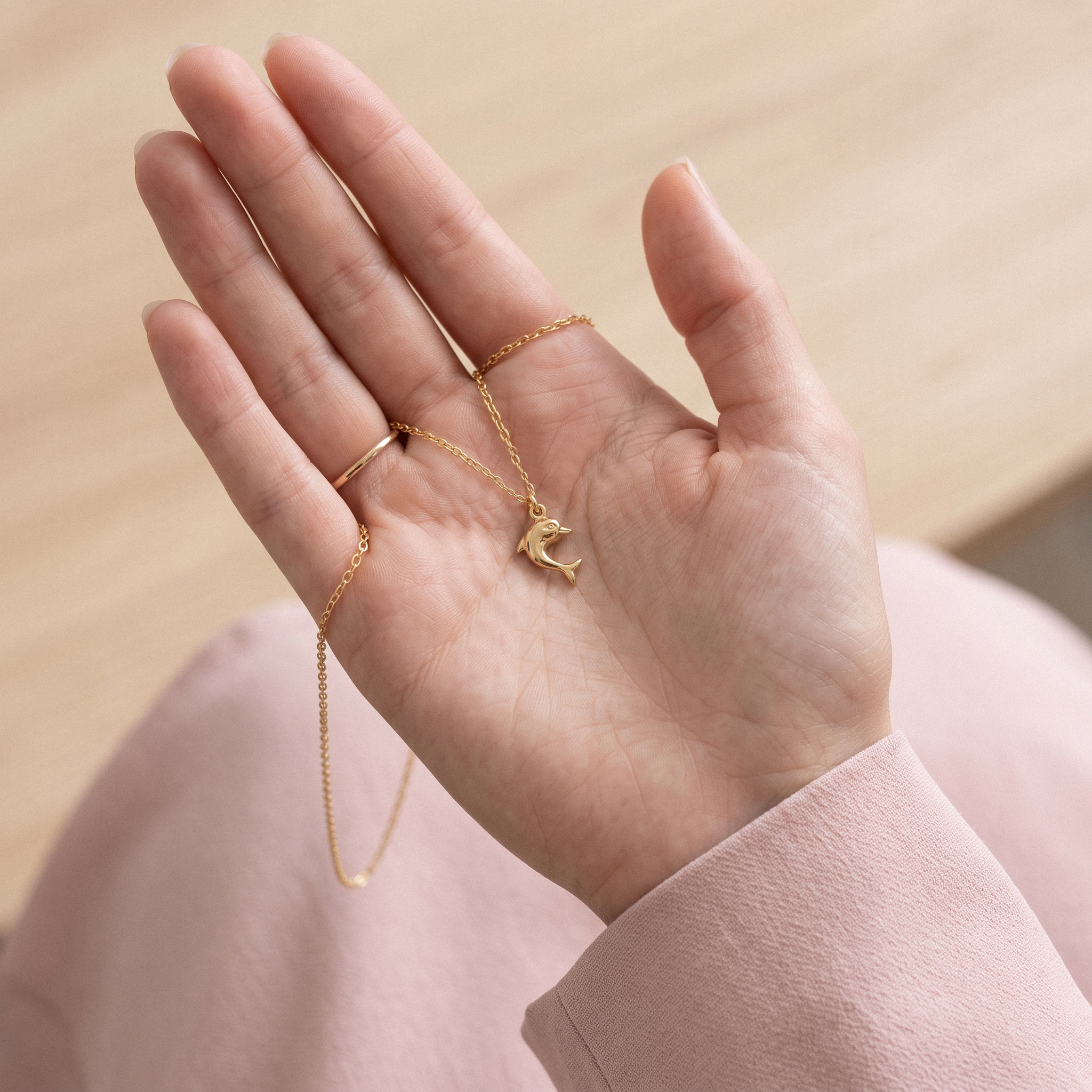 Bold Dolphin Pendant Necklace 14K Gold / Silver