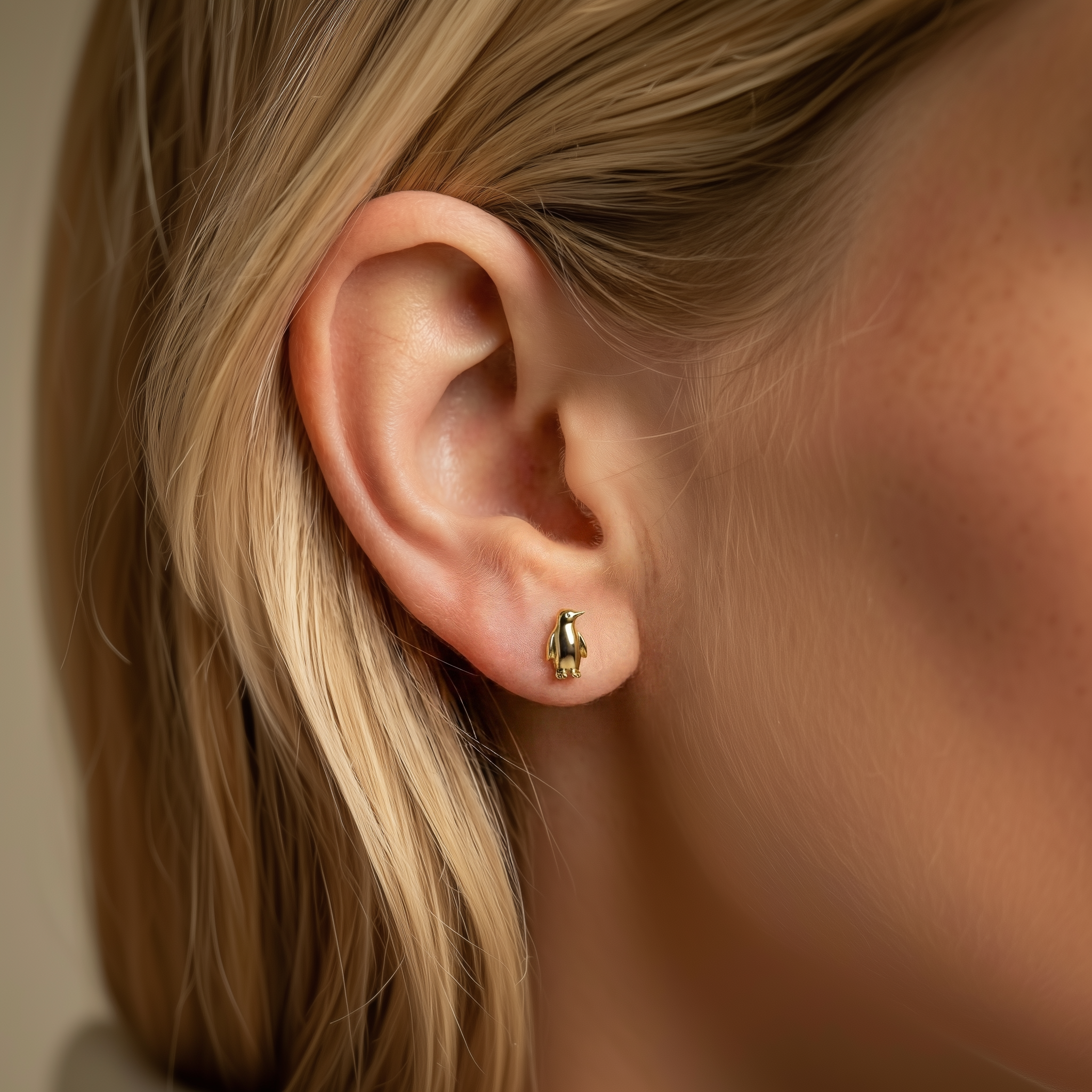 But Why? Nihilist Alone Penguin Earring 14K Gold / Silver