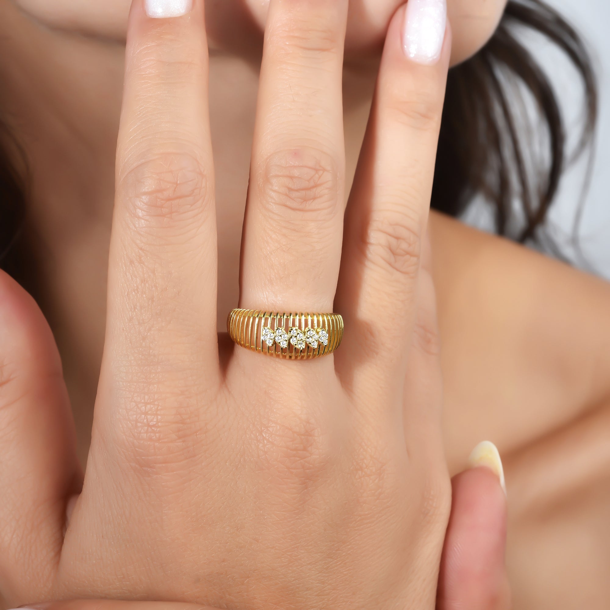 Cage Diamond Ring 14K Gold