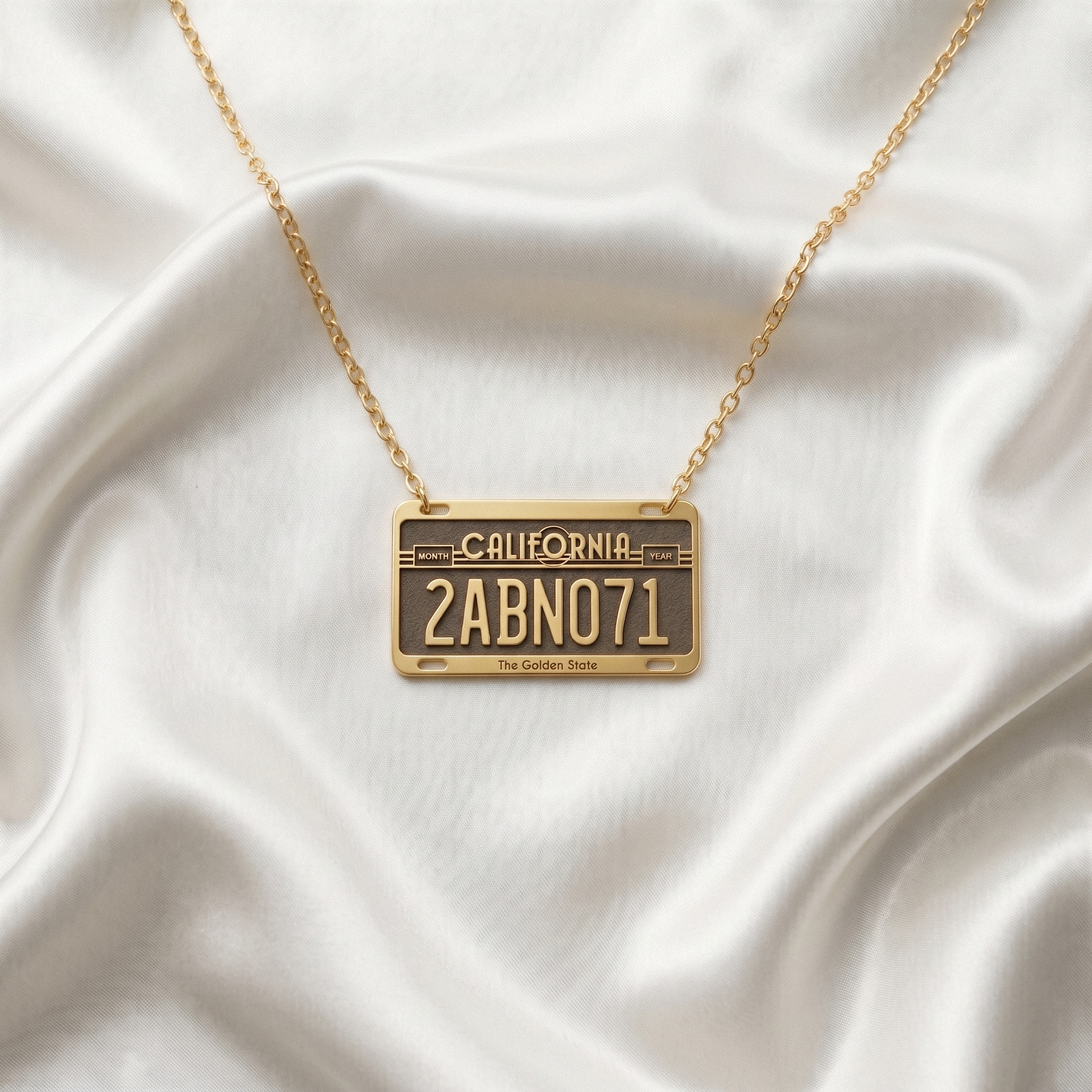 California Car License Plate Custom Necklace 14K Gold / Silver