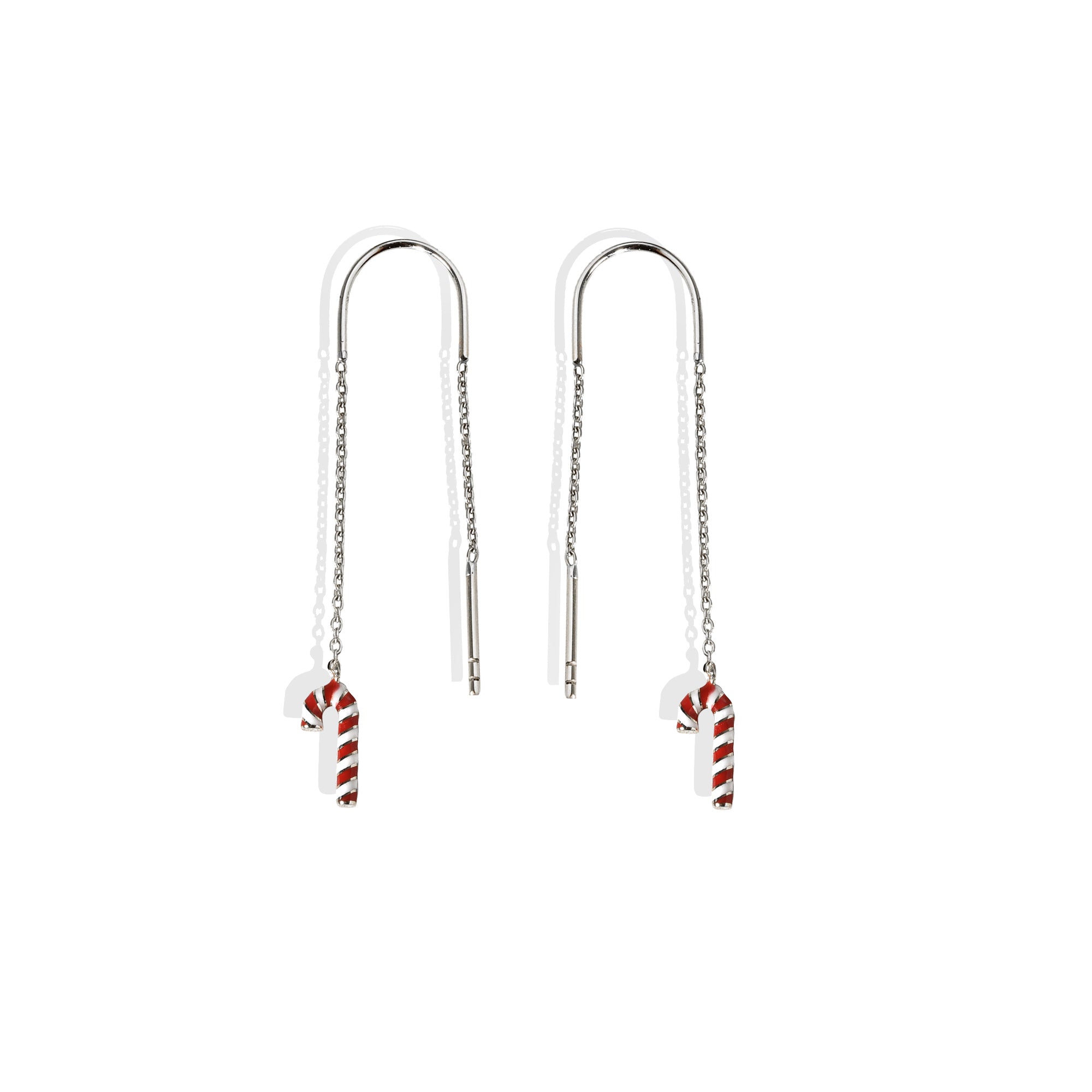 Candy Cane Ear Threader Earrings 14k Gold
